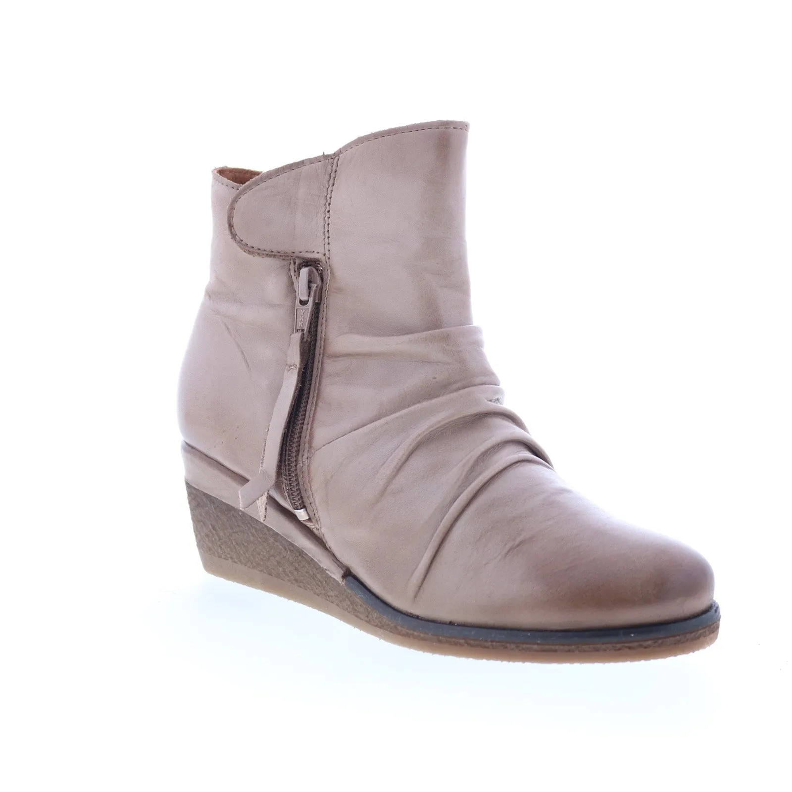Transitional Style Miz Mooz Mayleen Womens Beige Leather Zipper Ankle & Booties Boots