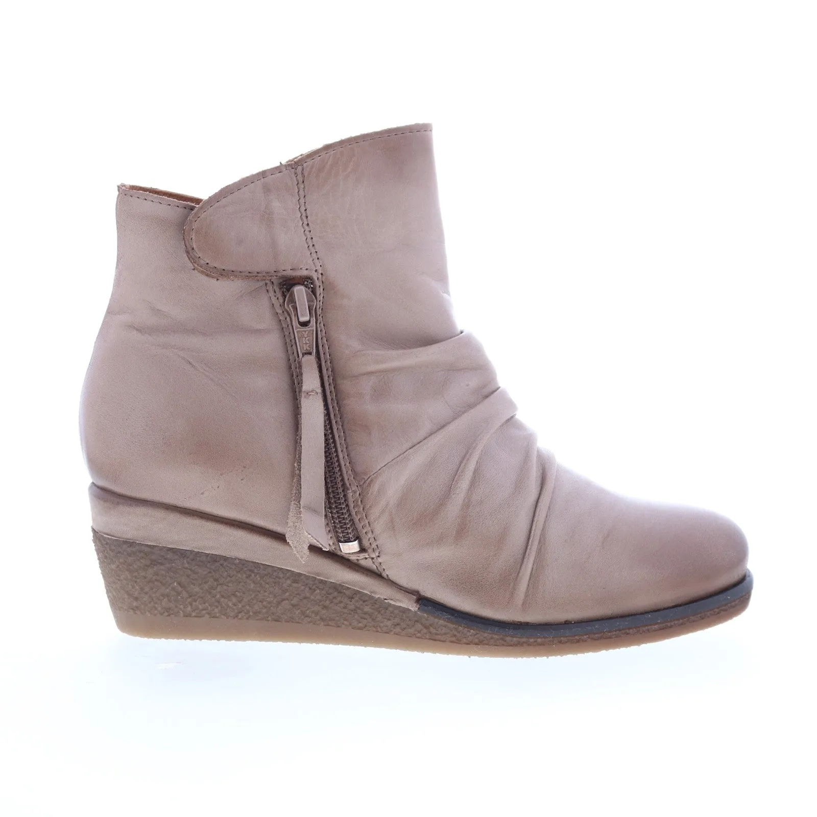 Miz Mooz Mayleen Womens Beige Leather Zipper Ankle & Booties Boots High-traction Protective Footwear