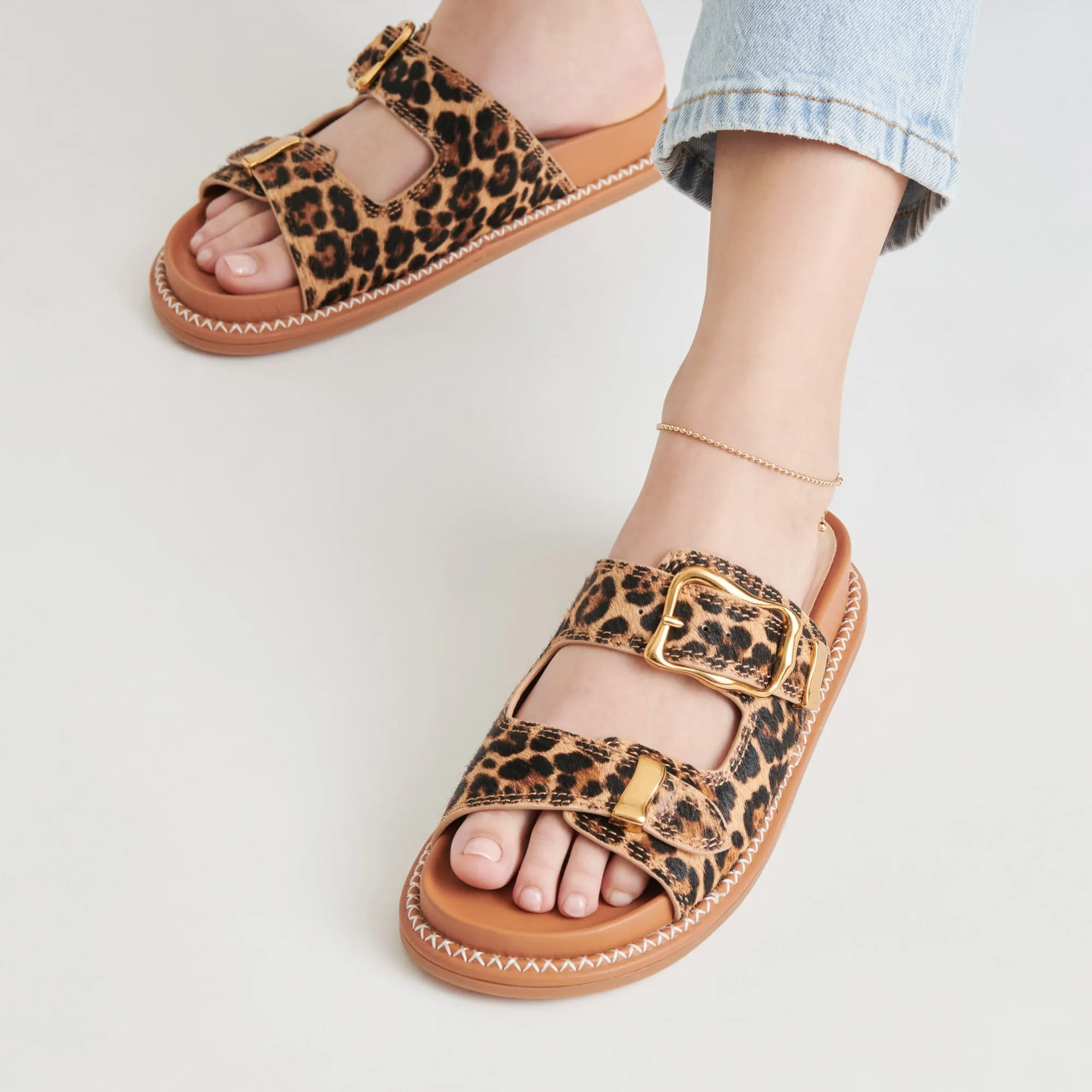 fashionable footwear Arch Care SEVANA SANDALS DK LEOPARD CALF HAIR