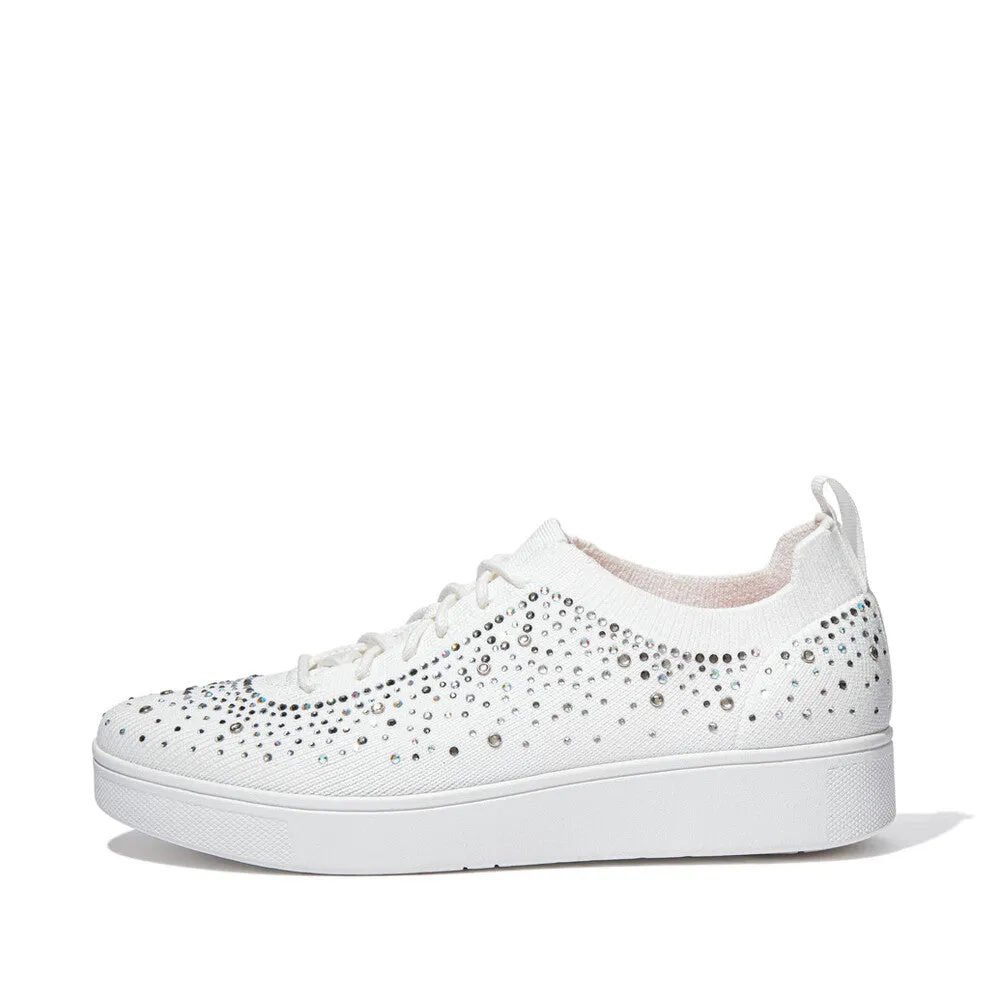 Comfortable Supportive FitFlop RALLY OMBRE Crystal Knit Trainers