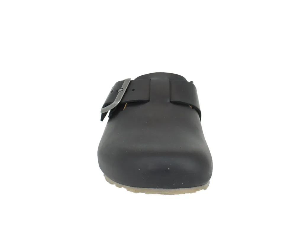Leg Slim Haflinger Leather Clogs Porto Black