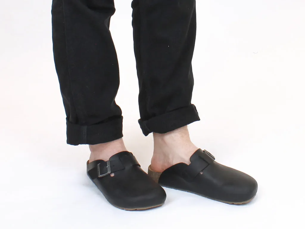Urban Walk Haflinger Leather Clogs Porto Black