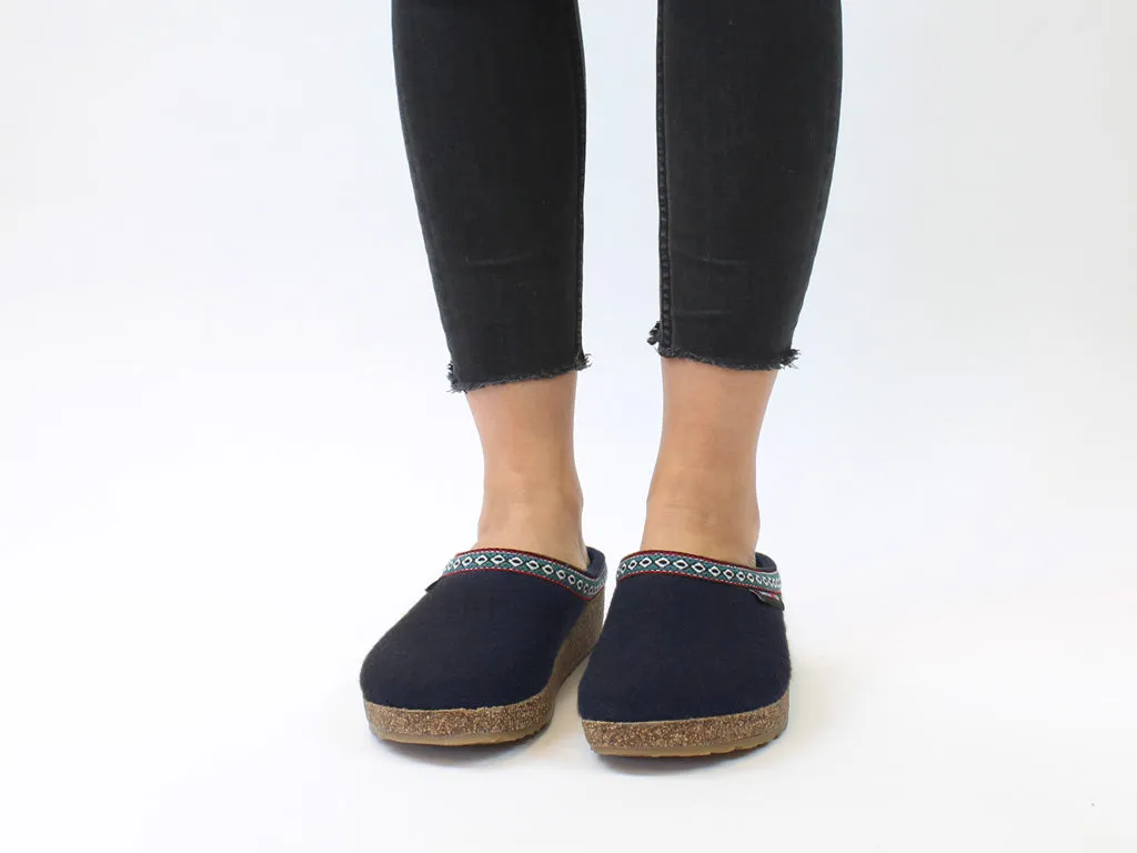 Beach Vibe Padded collar Haflinger Clogs Grizzly Franzl Navy