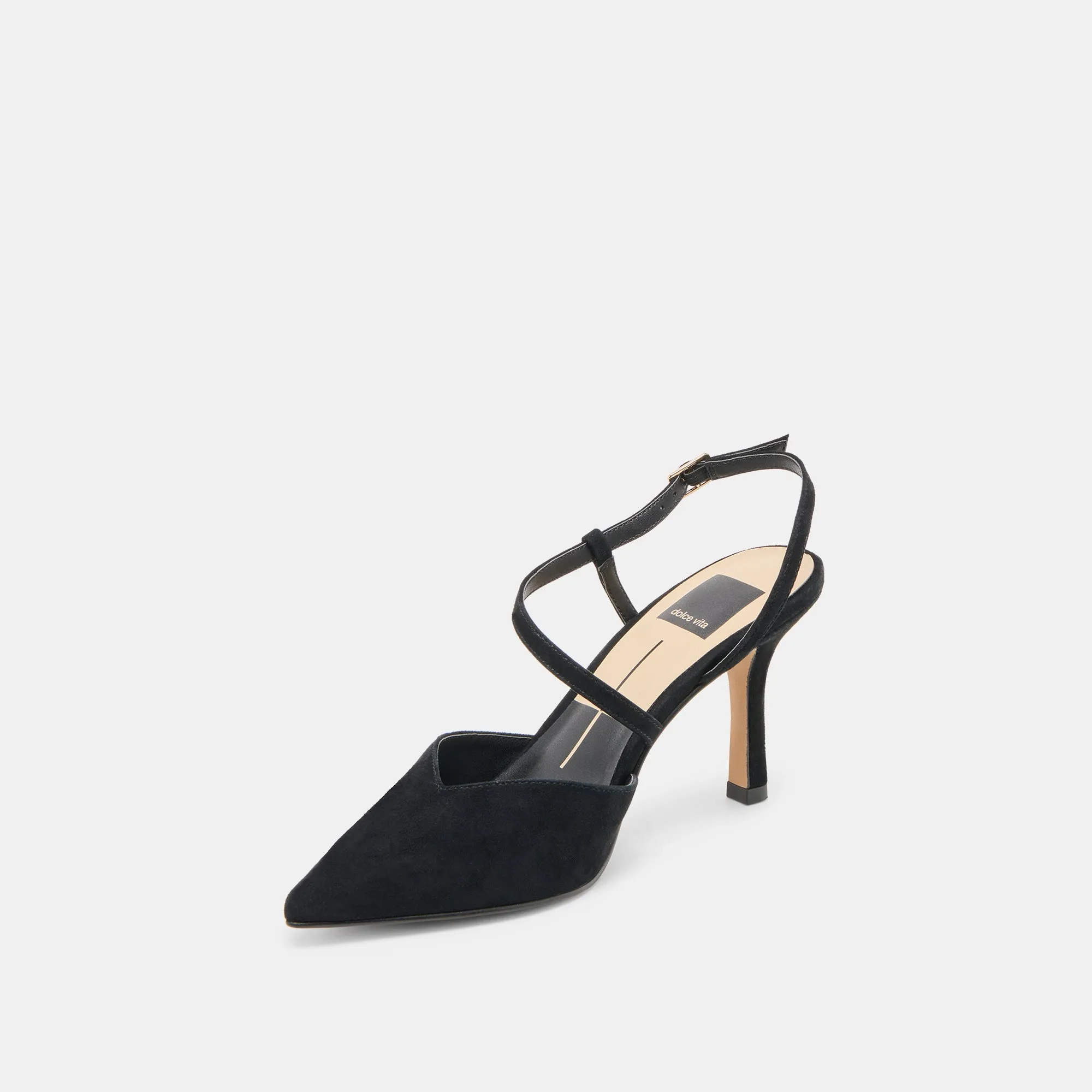 Black Tie Event Heels Trendy Footwear KAMRA HEELS ONYX SUEDE