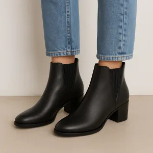 DJANGO & JULIETTE SANITY BLACK BLACK HEEL Wide Sole Sleek Finish