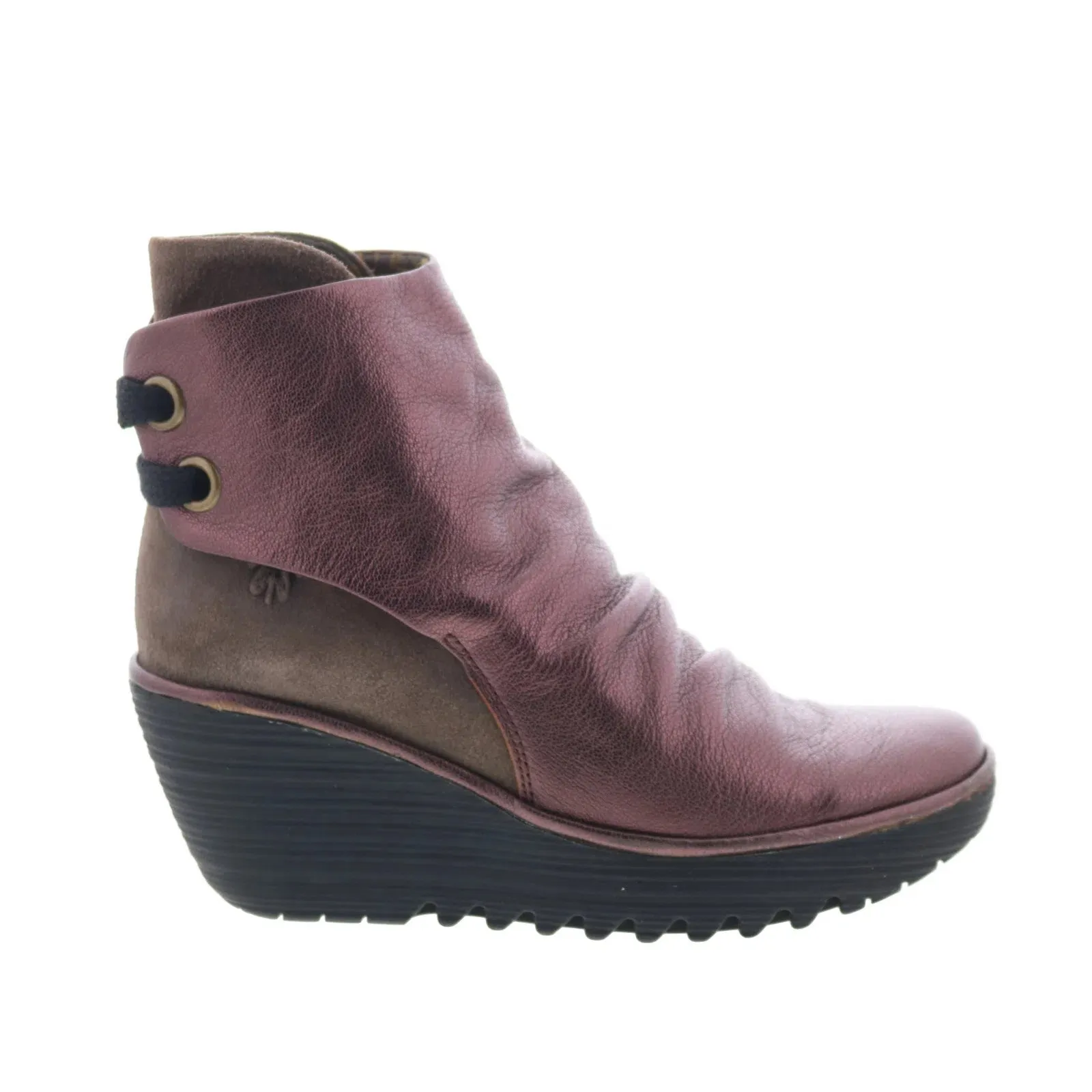Fly London Yama YAMA-064 Womens Burgundy Leather Casual Dress Boots Flexible Construction Thick Grip