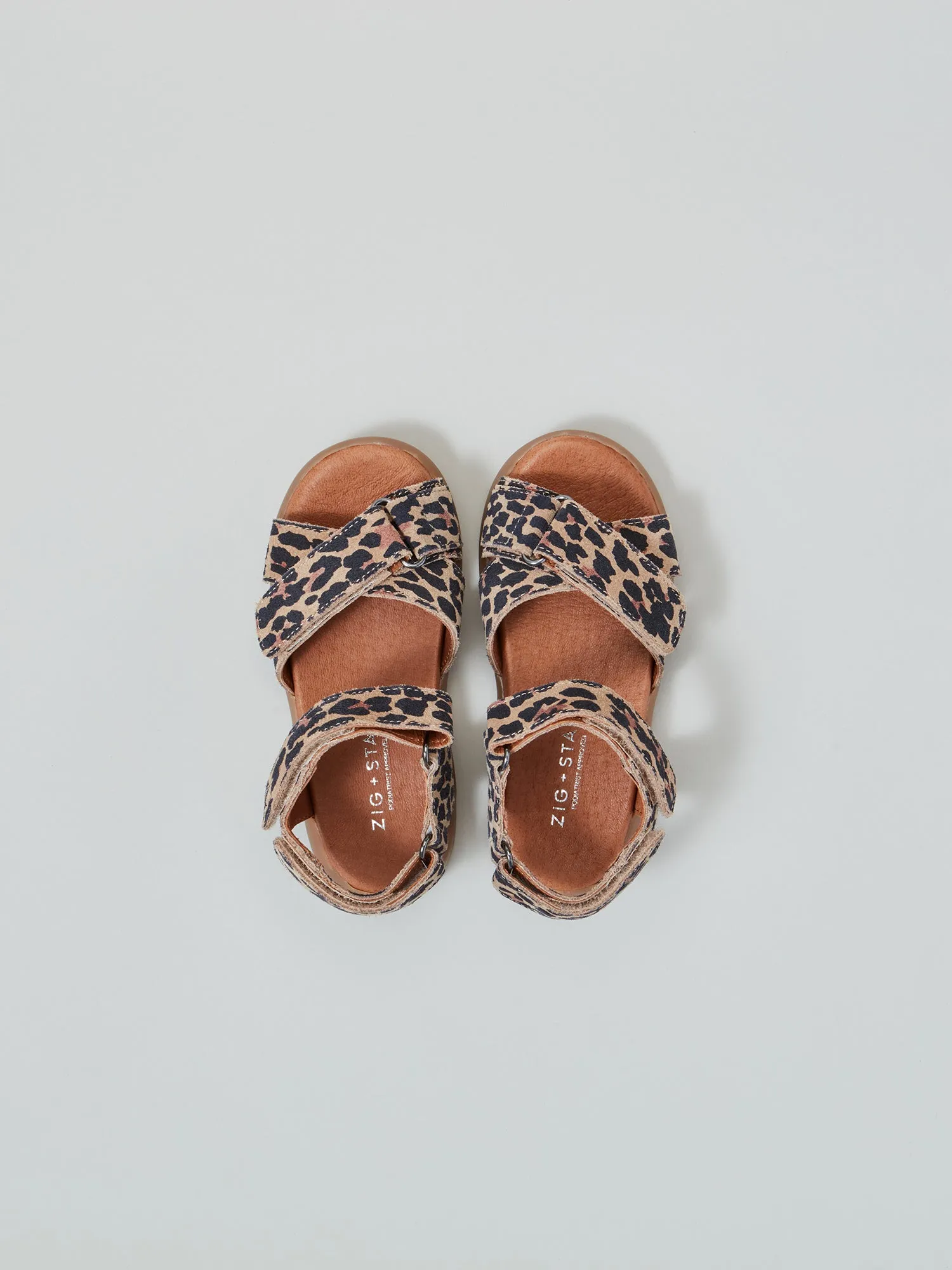 Minimal Bulk Rae Infant Cross-Strap Sandal Natural Animal