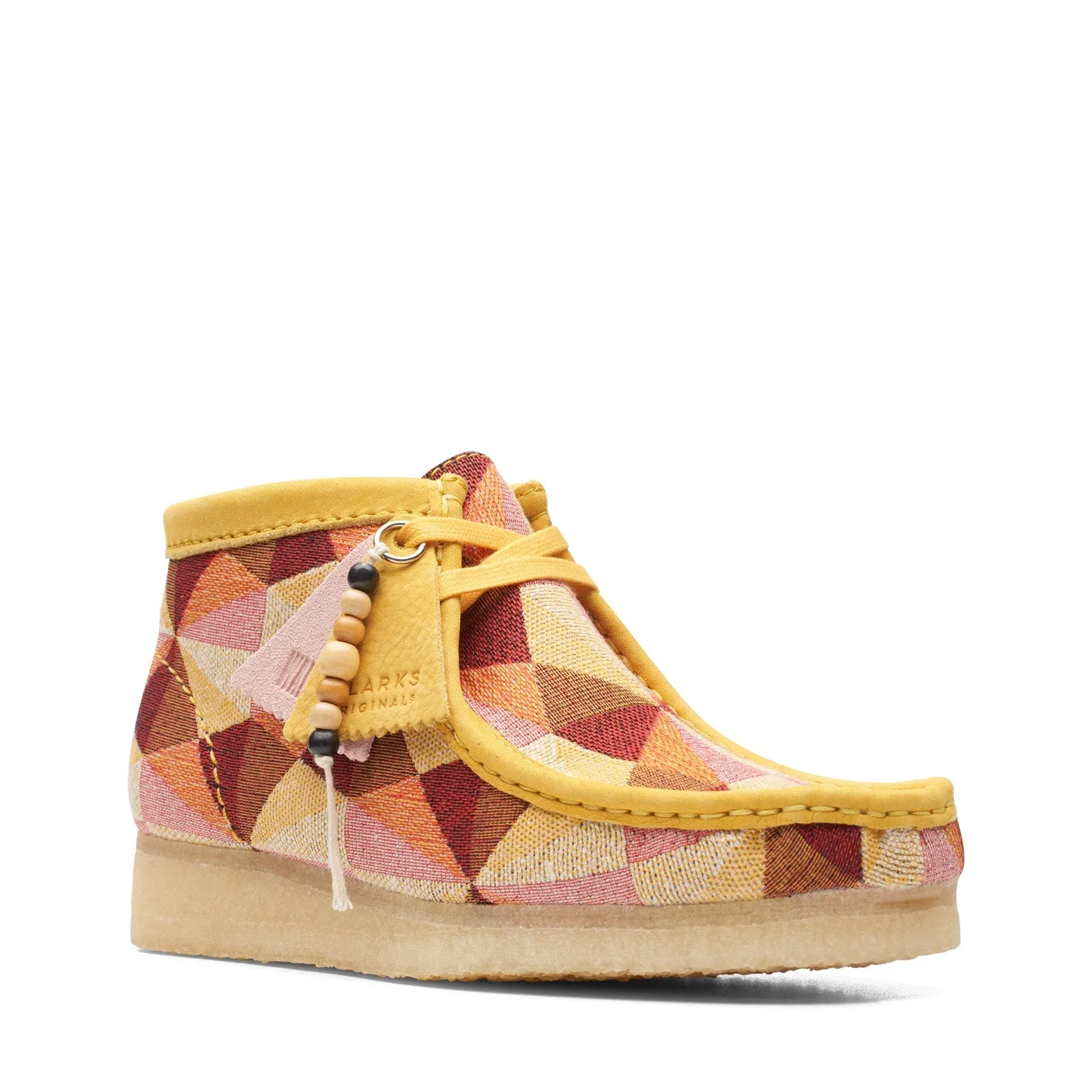 Rough Ready lightweight fabric Clarks Wallabee Boot 26166092 Womens Yellow Canvas Lace Up Chukkas Boots