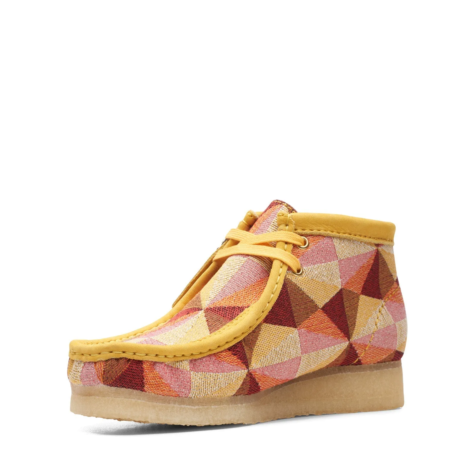 Clarks Wallabee Boot 26166092 Womens Yellow Canvas Lace Up Chukkas Boots Reliable Footwear Warm Comfort