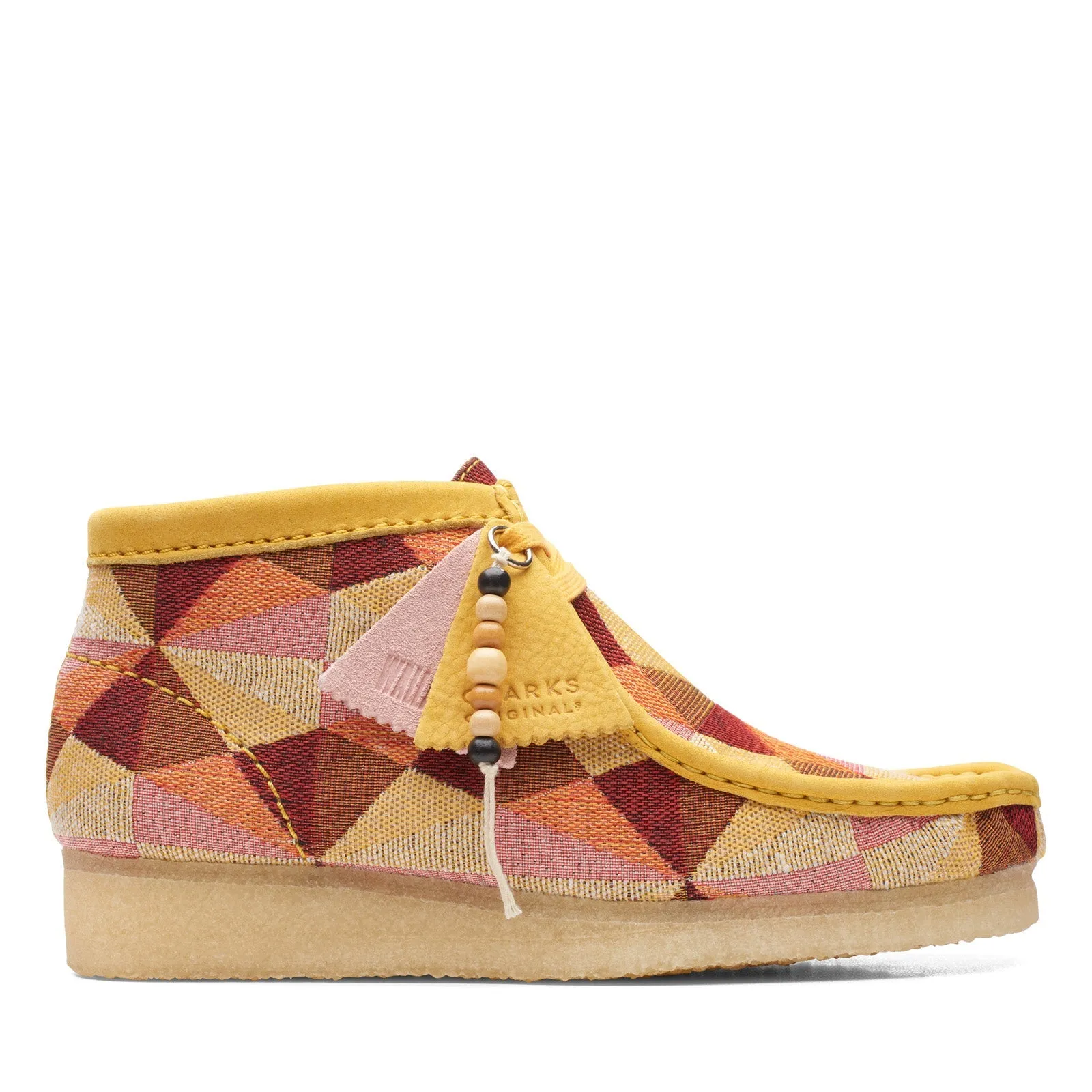 Multi-Season Wear Clarks Wallabee Boot 26166092 Womens Yellow Canvas Lace Up Chukkas Boots