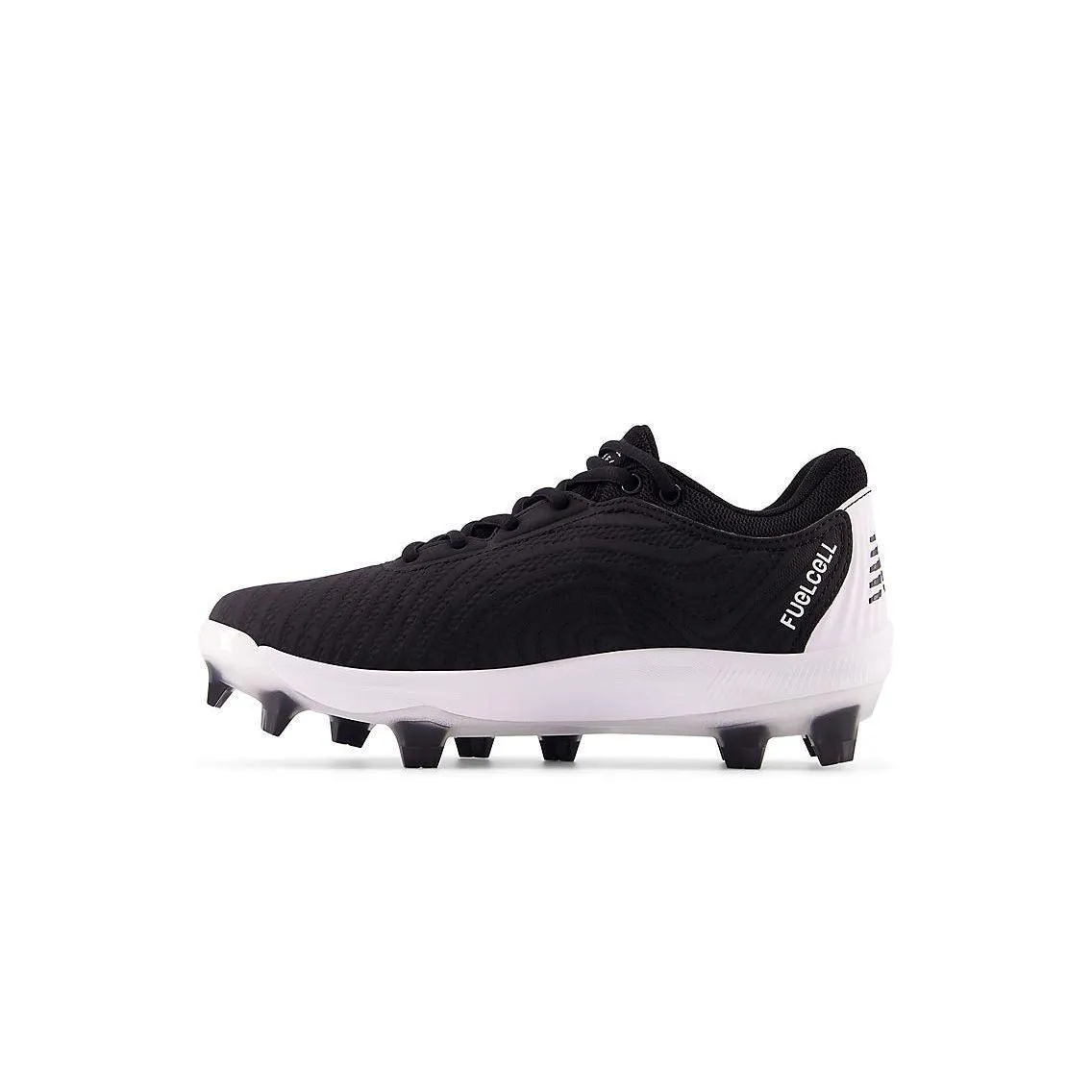 Retro-inspired New Balance Women's FuelCell FUSE v4 Molded Fastpitch Softball Cleats - Black/Optic White - SPFUSEK4