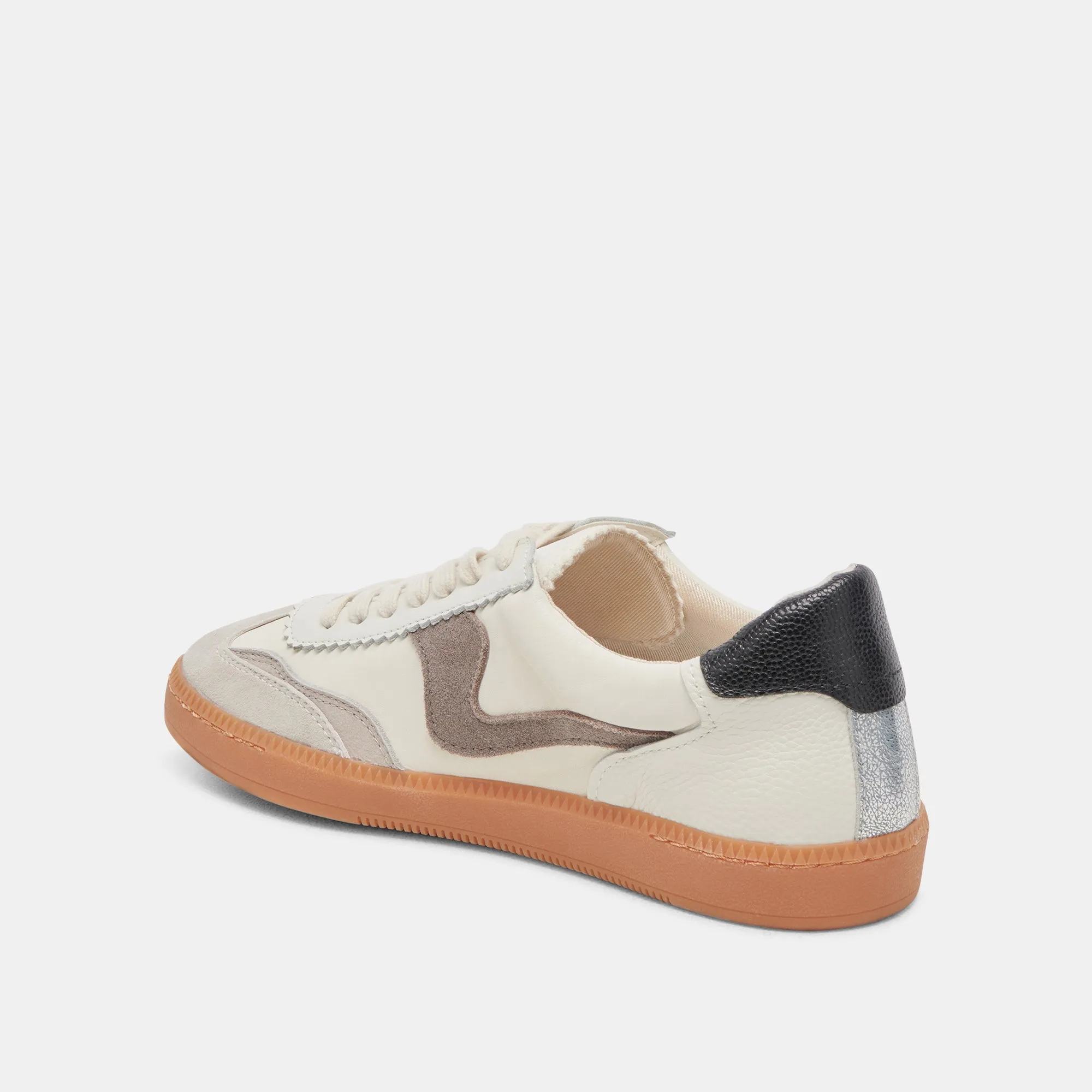 Active Performance No-Slip Grip NOTICE WIDE SNEAKERS WHITE GREY LEATHER