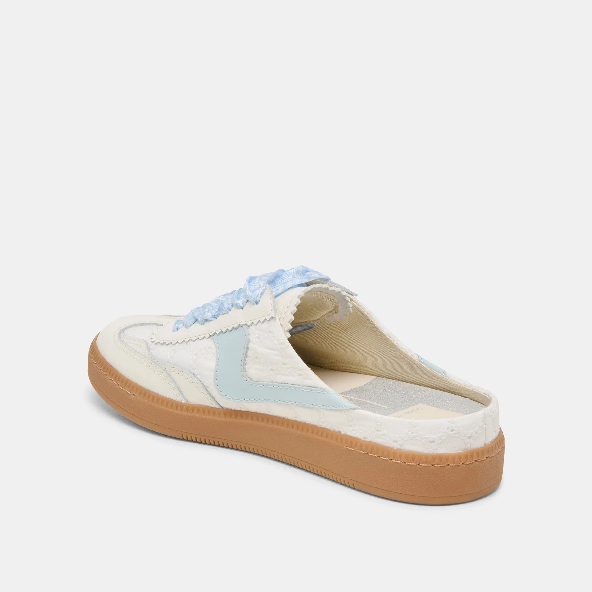 Classy comfort NOTICE SLIDE SNEAKERS WHITE BLUE EYELET