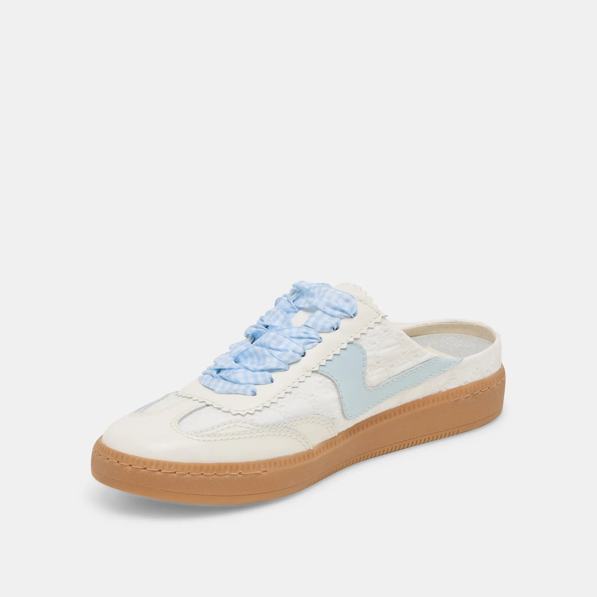 Everyday Casual Shape Hold NOTICE SLIDE SNEAKERS WHITE BLUE EYELET