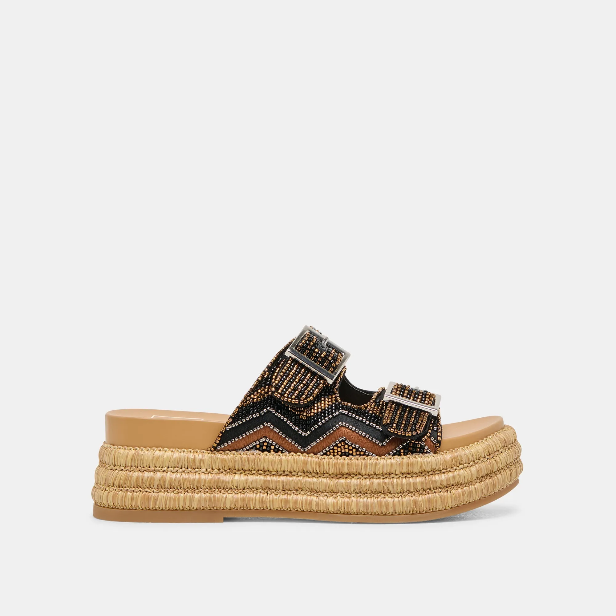 WIXIE SANDALS BLACK MULTI BEADS Resort Ready Zebra Stripe