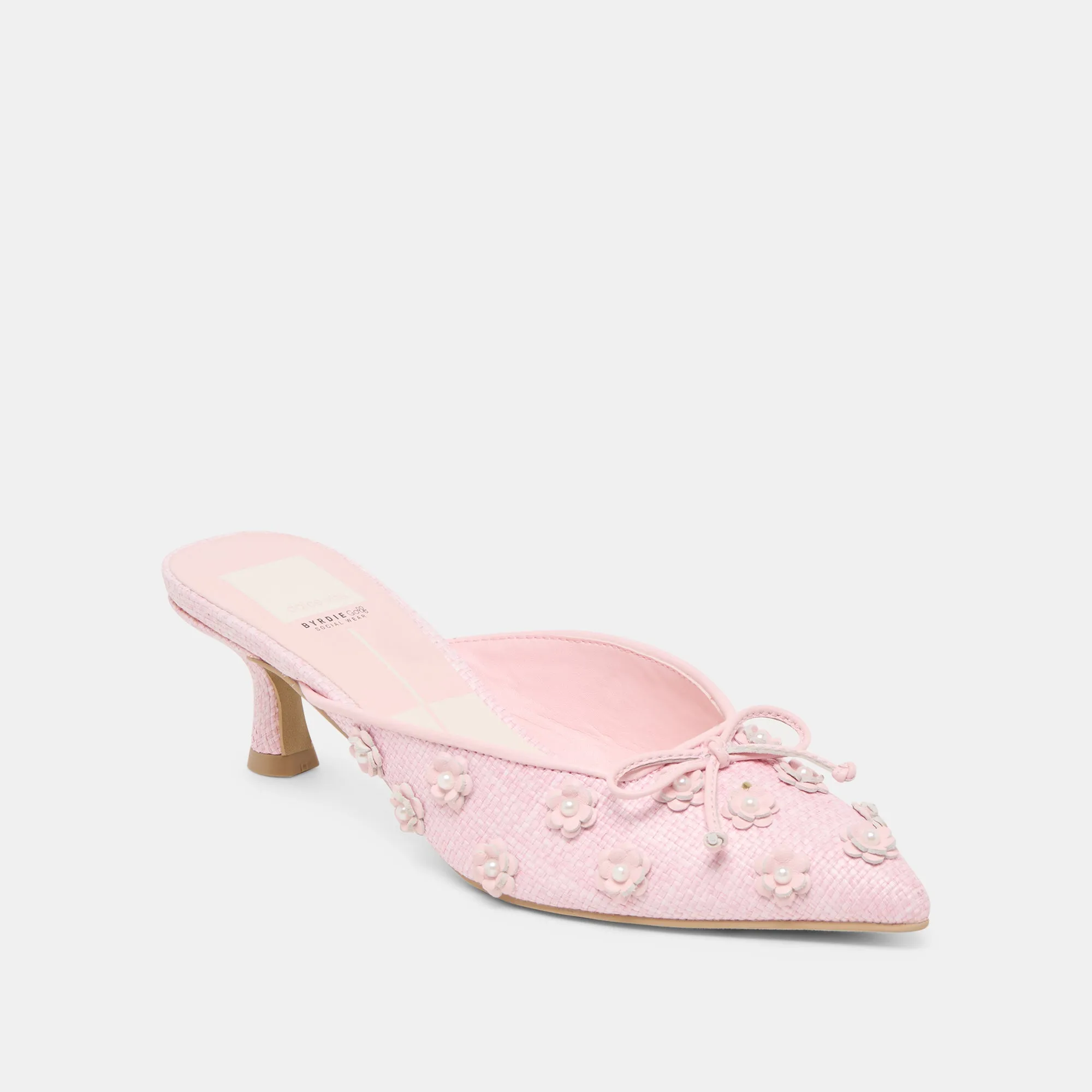 CAMILO X BYRDIE GOLF HEELS PINK RAFFIA Cute Party Heels