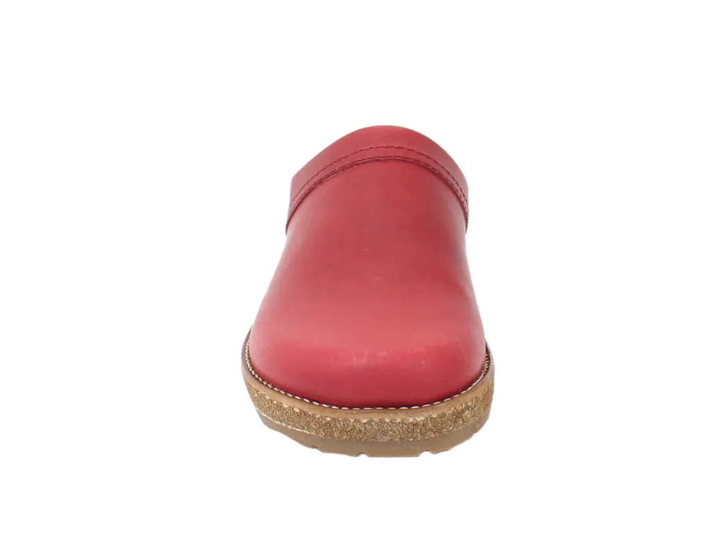 Firm Ground Firm Lock Haflinger Leather Clogs Travel Red