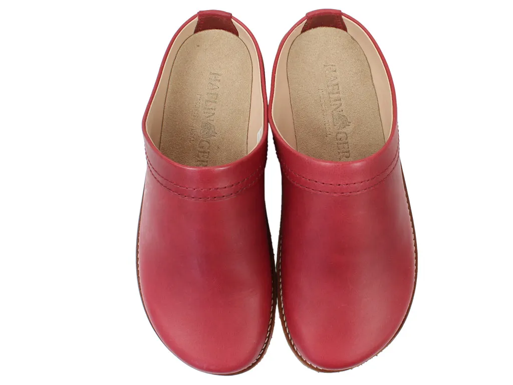 Haflinger Leather Clogs Travel Red Trendy