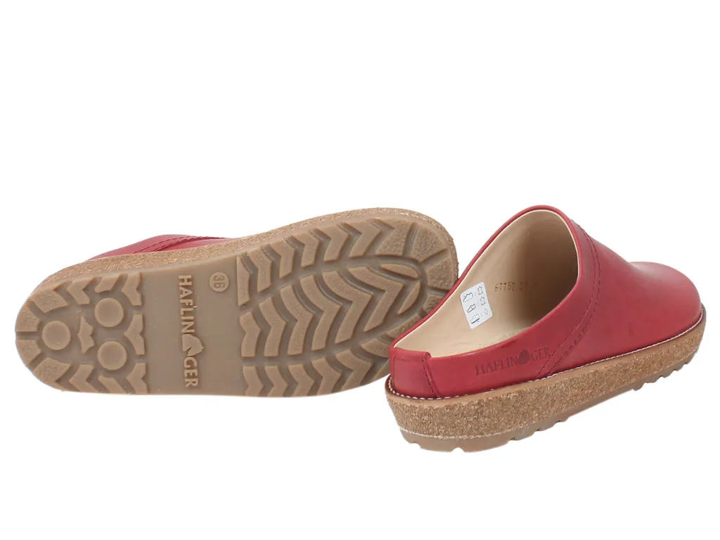 Comfort footbed Haflinger Leather Clogs Travel Red