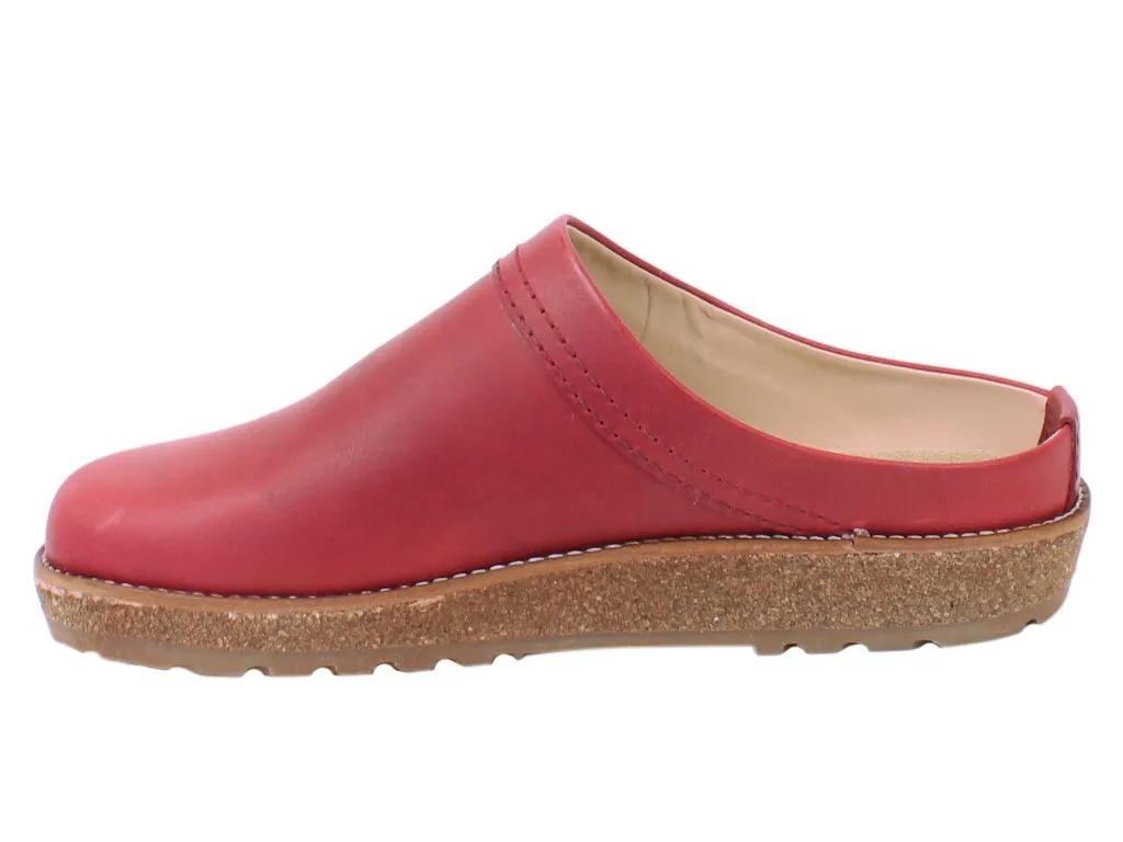 Breathable Lining Haflinger Leather Clogs Travel Red