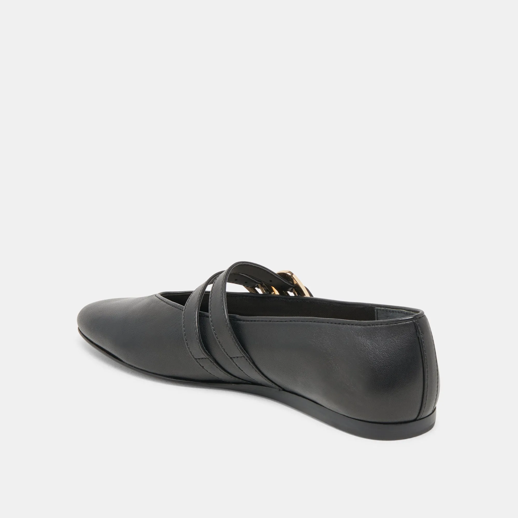 BAYLEE WIDE BALLET FLATS BLACK LEATHER Ocean Step