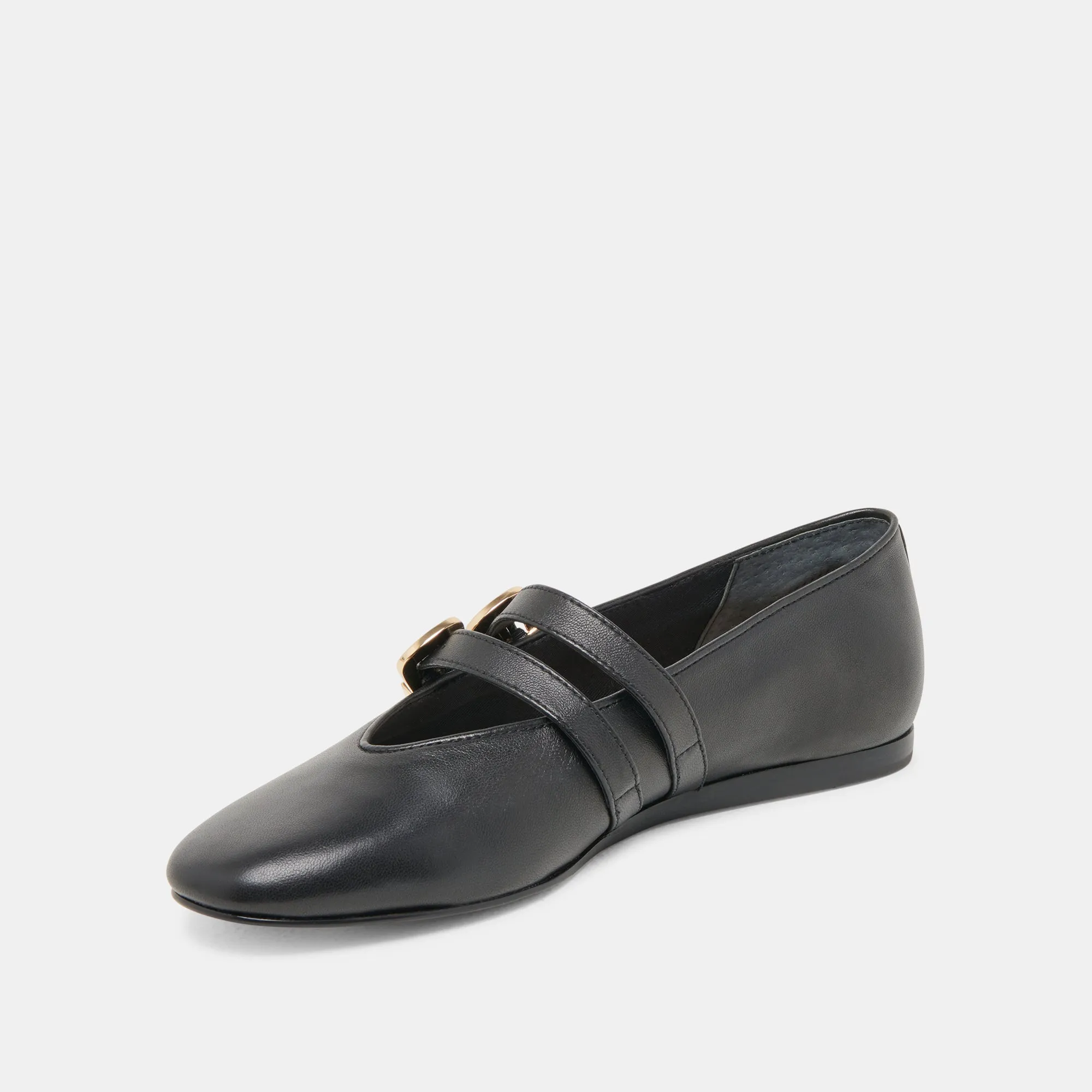 Trend Spot Simple Fit BAYLEE WIDE BALLET FLATS BLACK LEATHER
