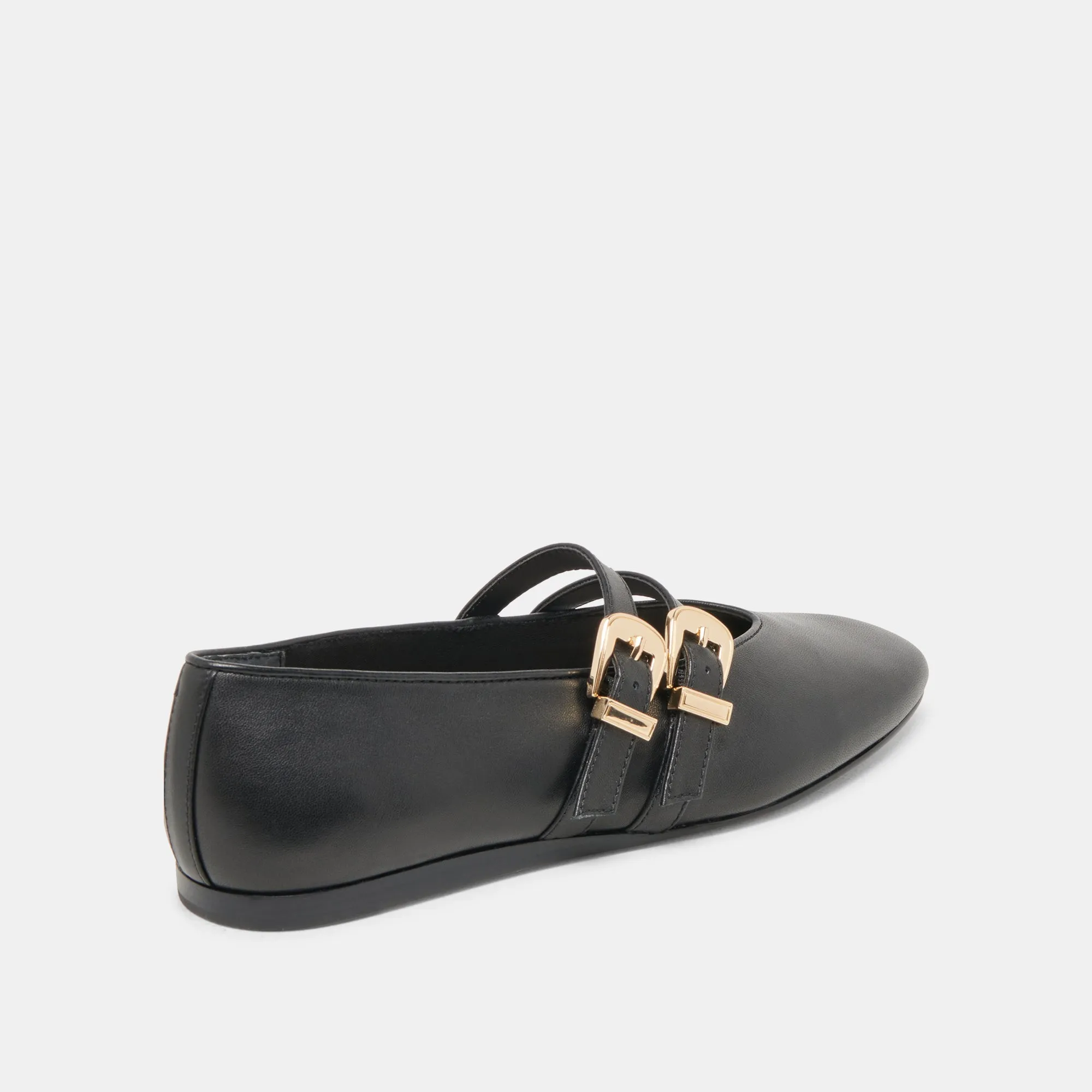 BAYLEE WIDE BALLET FLATS BLACK LEATHER upper