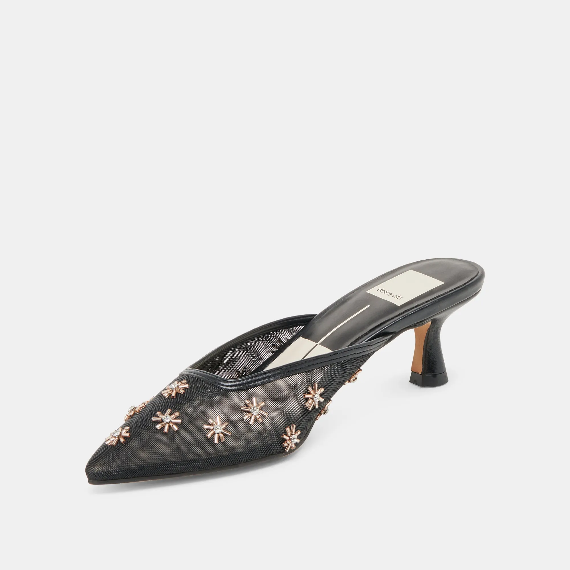 Flexible Upper CLARA WIDE HEELS BLACK MESH