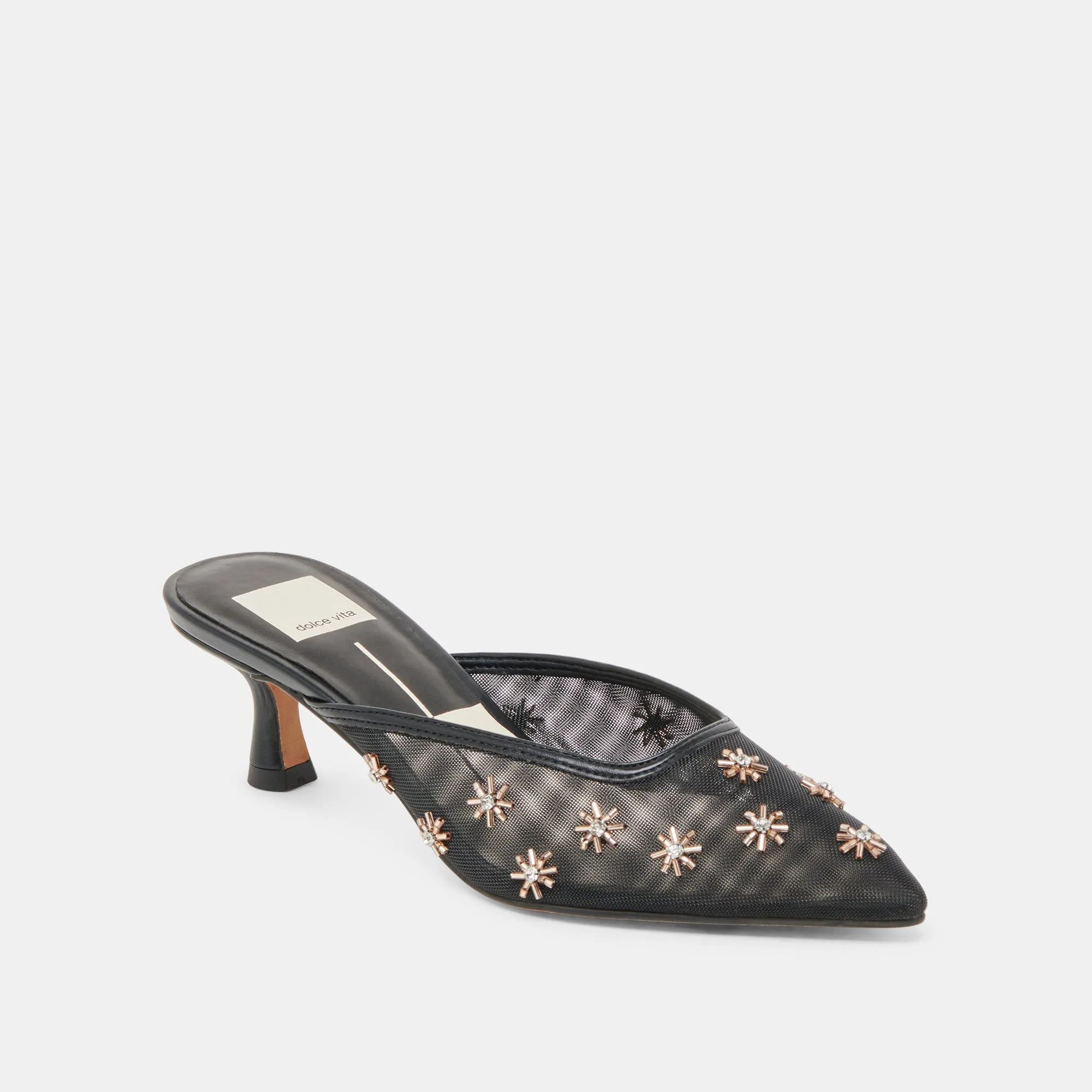 CLARA WIDE HEELS BLACK MESH High Top Chunky Heels