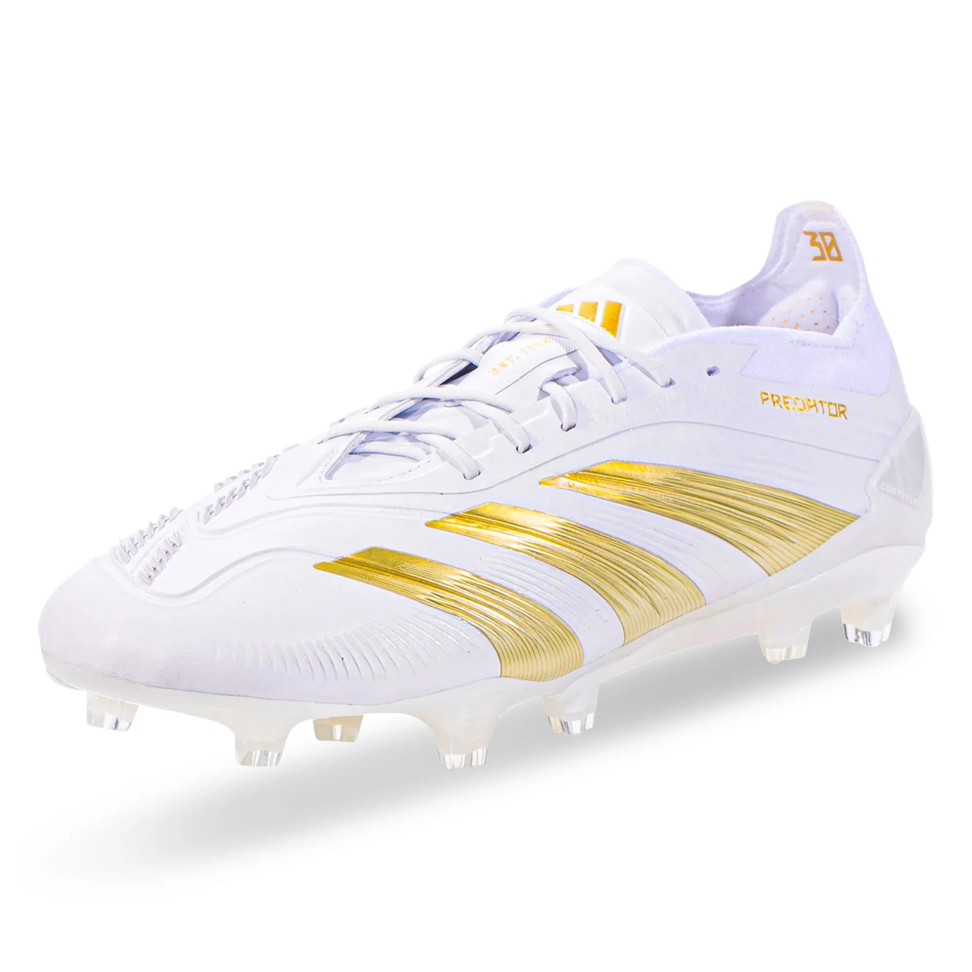 Secure Grip adidas Predator Elite FG Soccer Cleats (White/Gold Metallic)