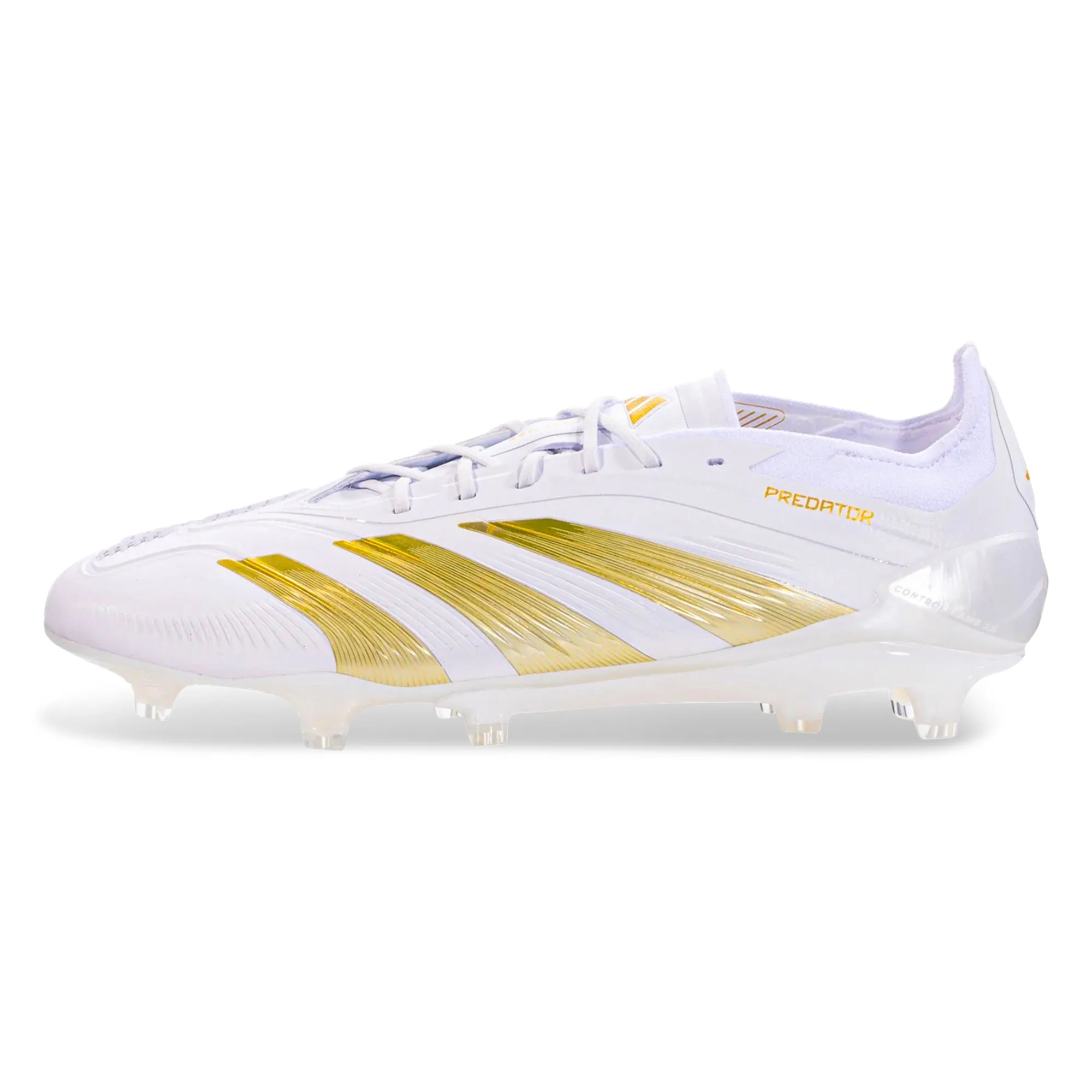 adidas Predator Elite FG Soccer Cleats (White/Gold Metallic) Rotational Grip Pivot Control