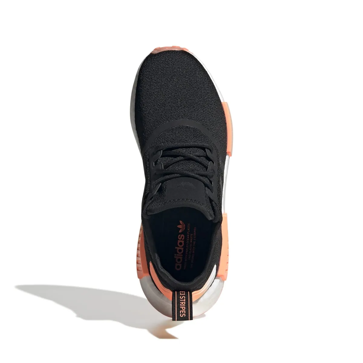 High Flexibility ADIDAS GW9463 NMD_R1 WMN`S (Medium) Black/Orange/White Stretch Fabric Running Shoes