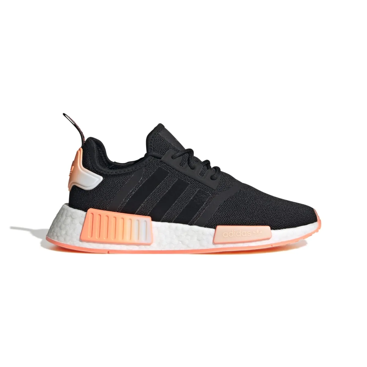 waterproof fabric shoes lace - up footwear ADIDAS GW9463 NMD_R1 WMN`S (Medium) Black/Orange/White Stretch Fabric Running Shoes