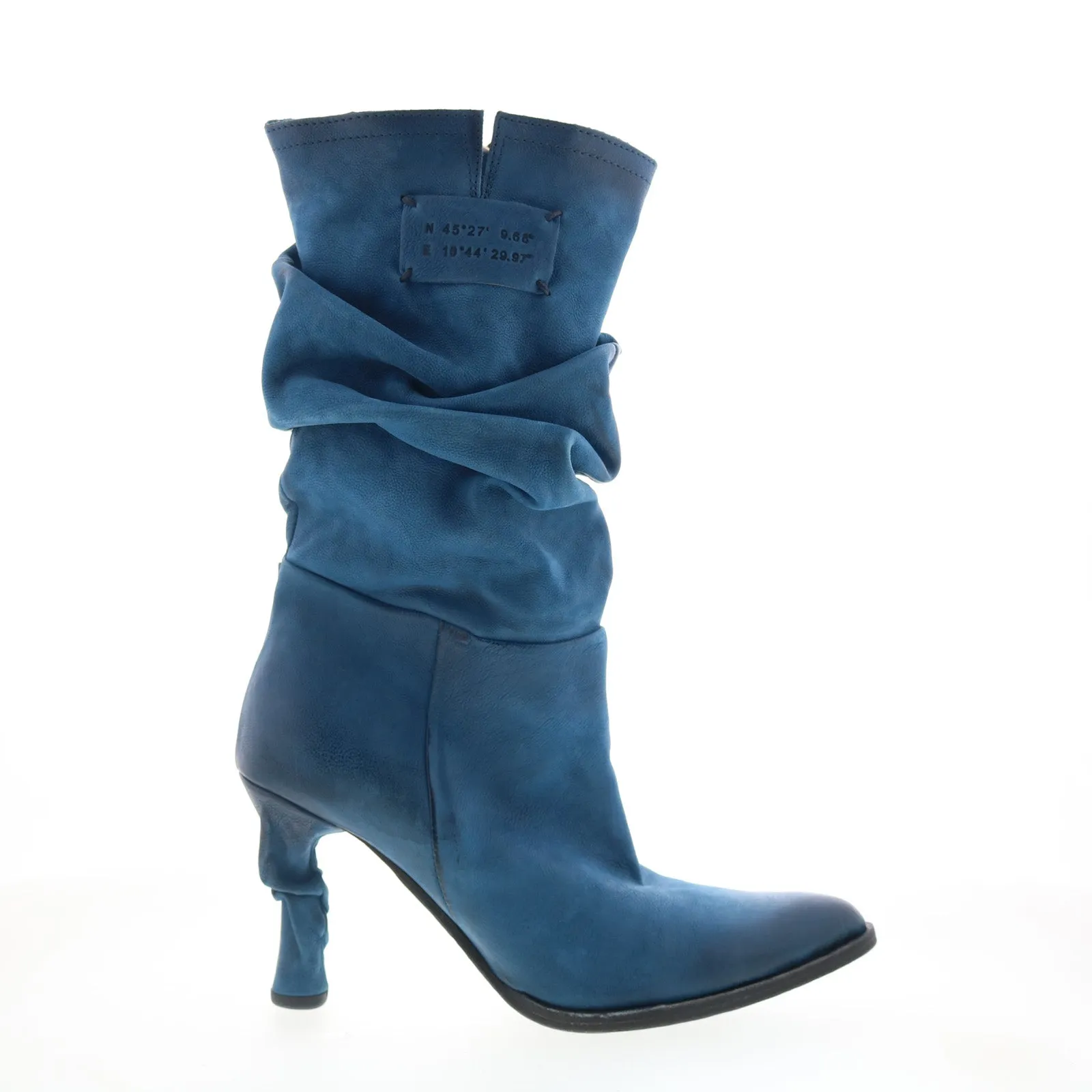 Rough texture Effortless Wear A.S. 98 Faron Womens Blue Leather Zipper Casual Dress Boots