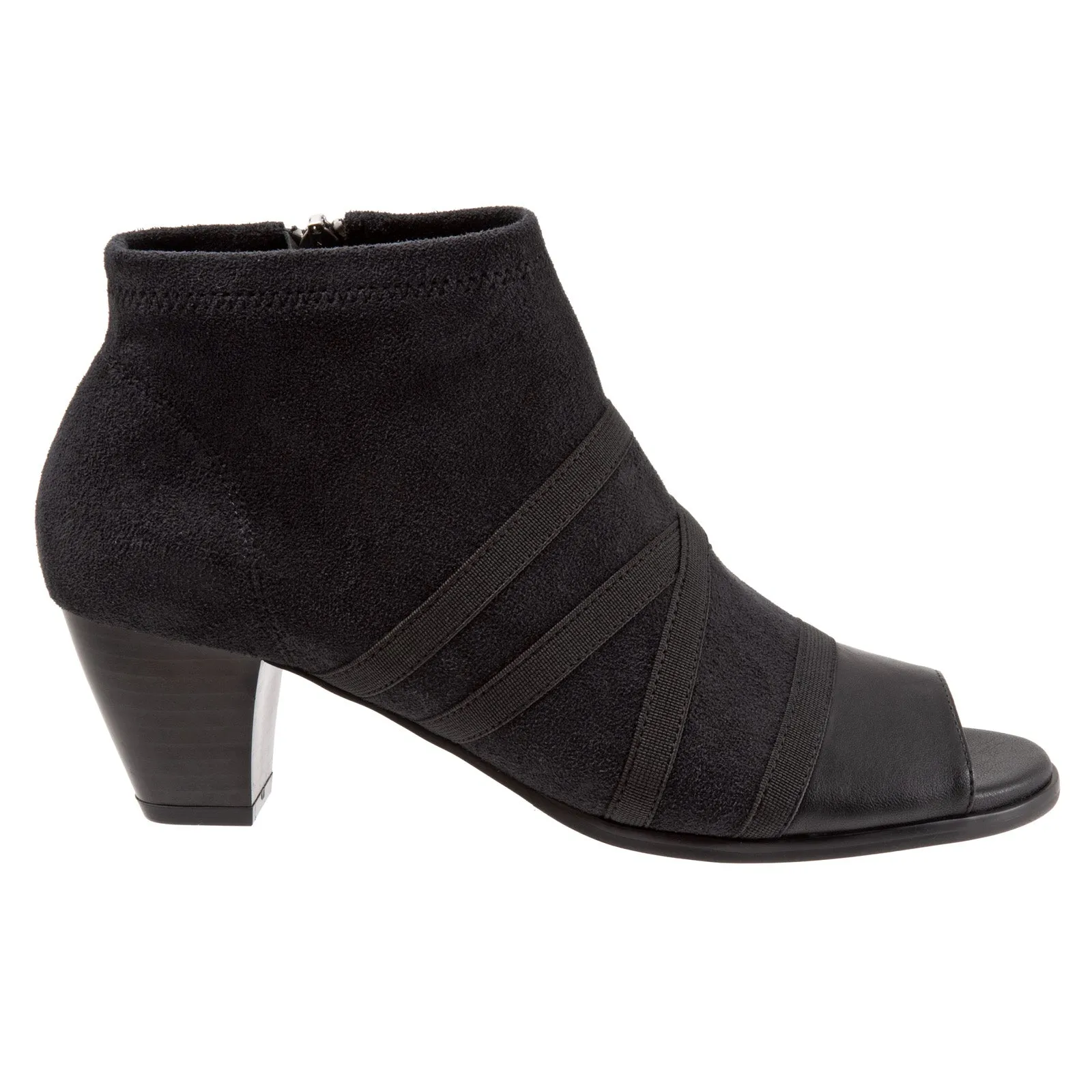 Trotters Maris T1867-001 Womens Black Wide Leather Ankle & Booties Boots Protective Wear Travel Essential