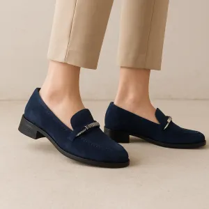 MILA RAINE VANESSA NAVY SUEDE Comfortable leather Simple Elegance