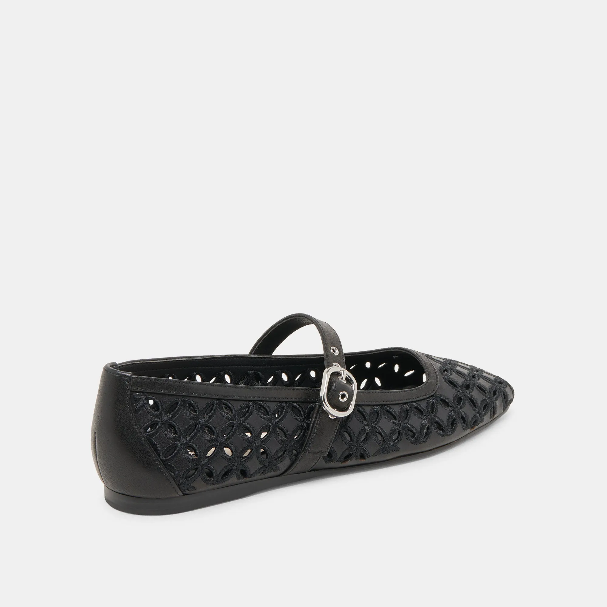 RODNI EYELET PERF BALLET FLATS BLACK LEATHER Happy Feet Design