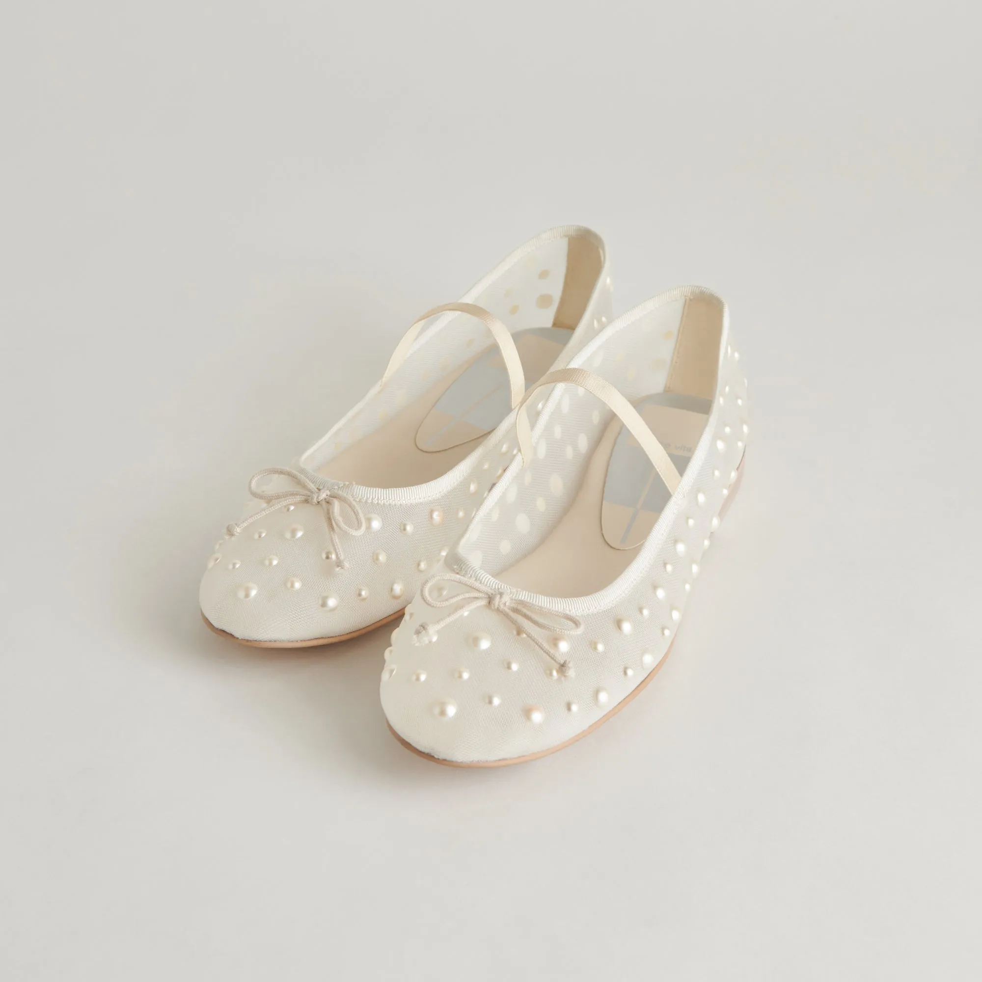Ergonomic Shoe Shape CADEL PEARL BALLET FLATS IVORY MESH