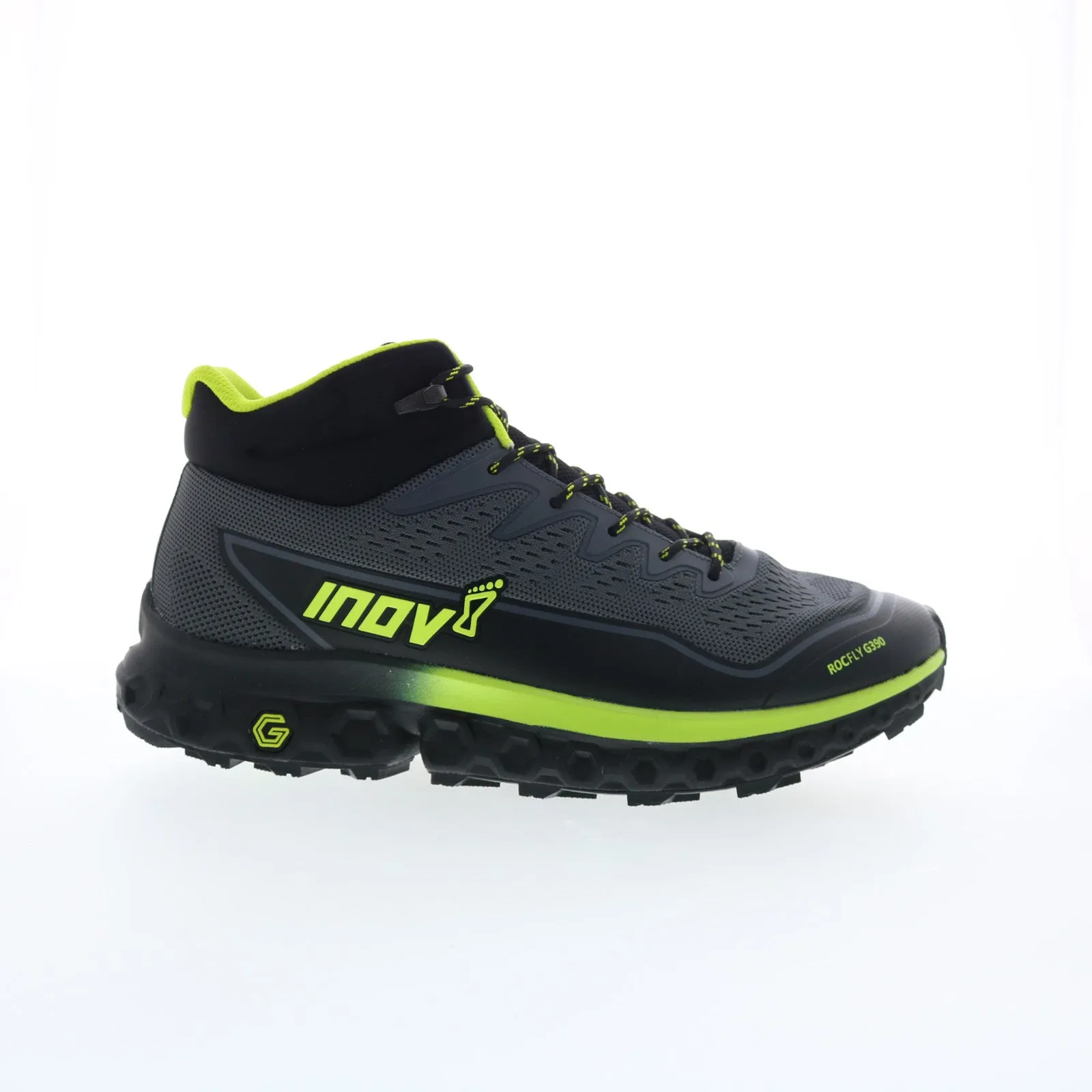 Inov-8 RocFly G 390 000995-GYBKYW Mens Black Mesh Lace Up Hiking Boots Flexible Outsole Long Haul