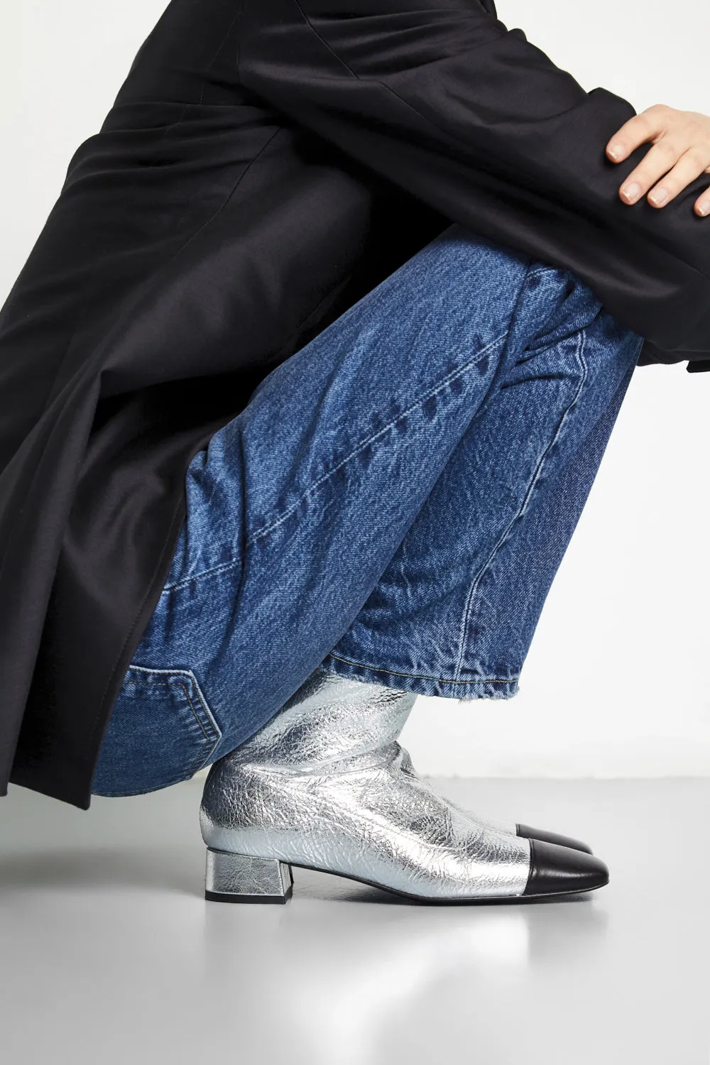 Laurie Ankle Boots in Silver Leather City Trek natural materials