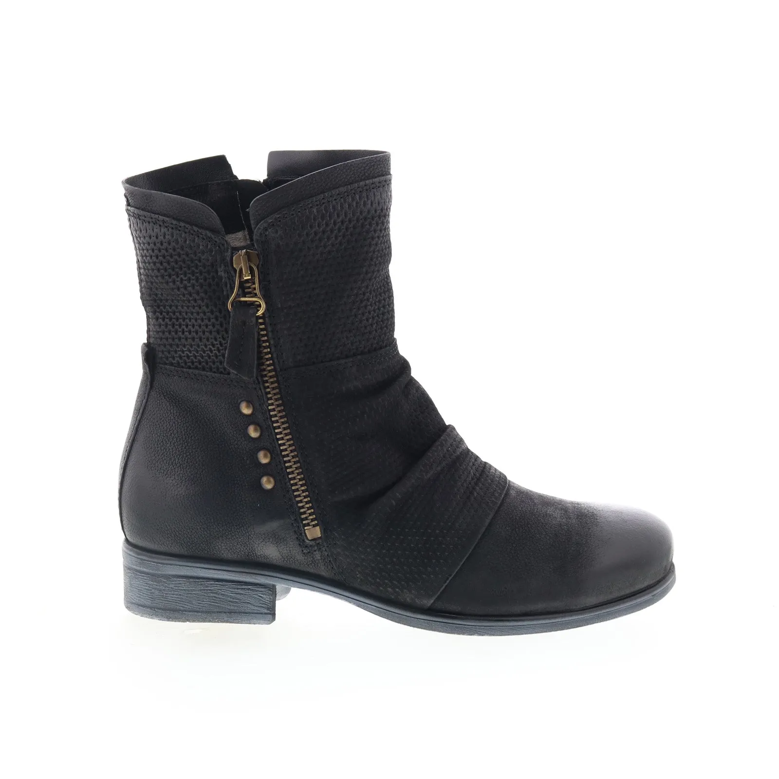 Modern Edge Modern Appeal Miz Mooz Sandi Womens Black Leather Zipper Casual Dress Boots