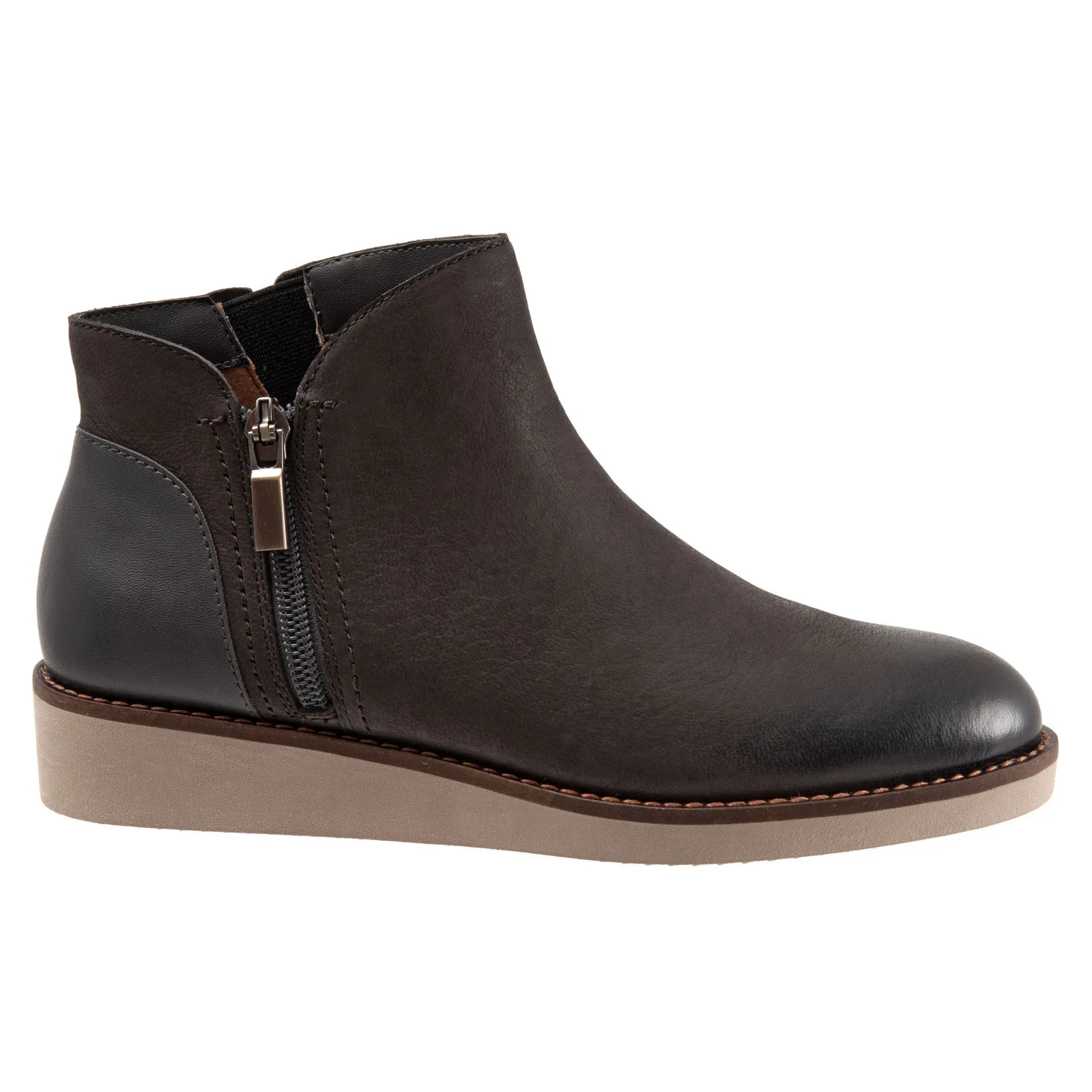 Softwalk Wesley S1963-049 Womens Brown Leather Zipper Ankle & Booties Boots Freelancer