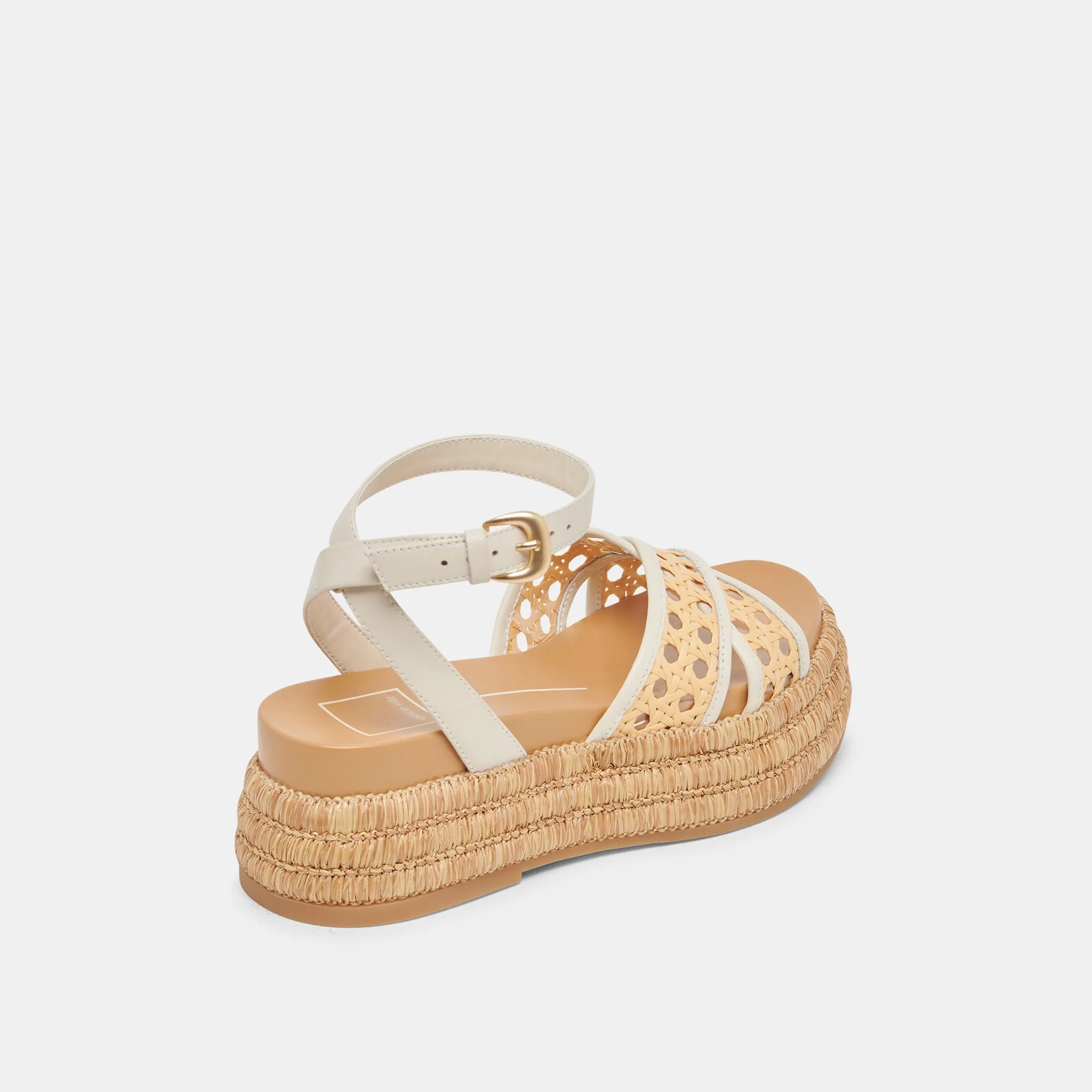 WRILEY SANDALS CREME WOVEN RAFFIA Ankle Soft
