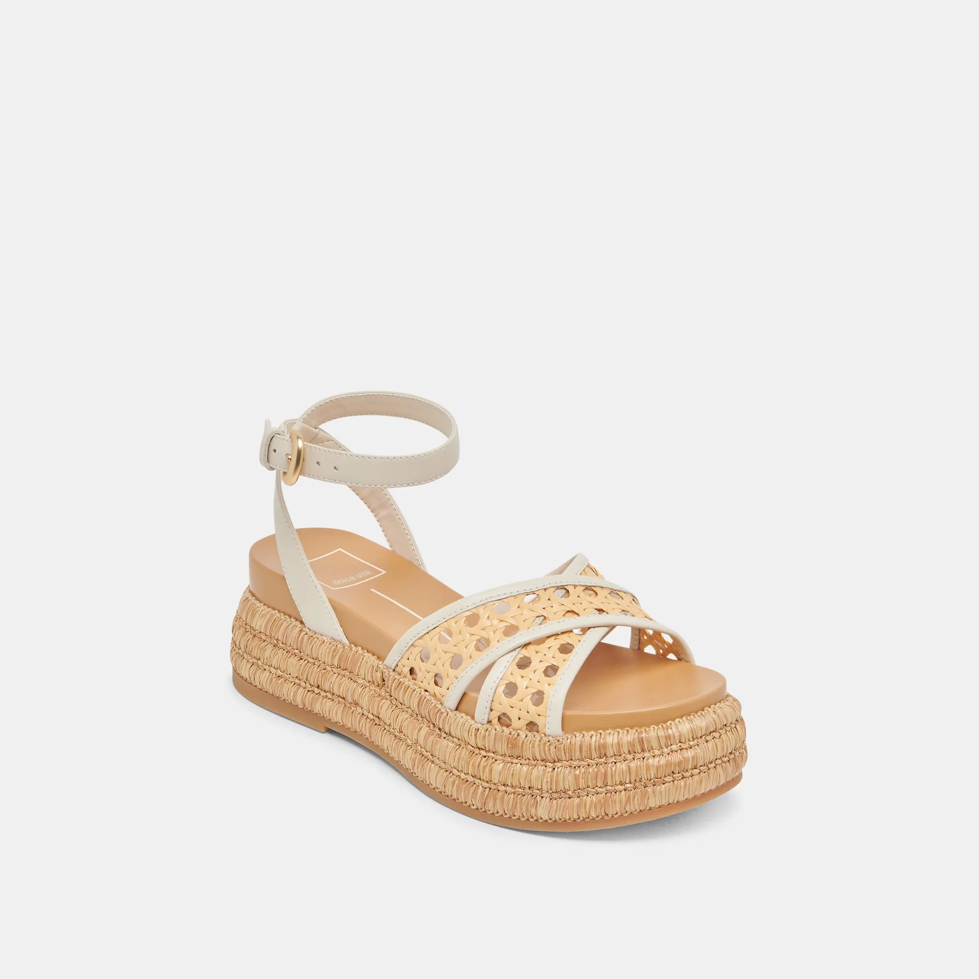 Hot Day Sun Safe WRILEY SANDALS CREME WOVEN RAFFIA