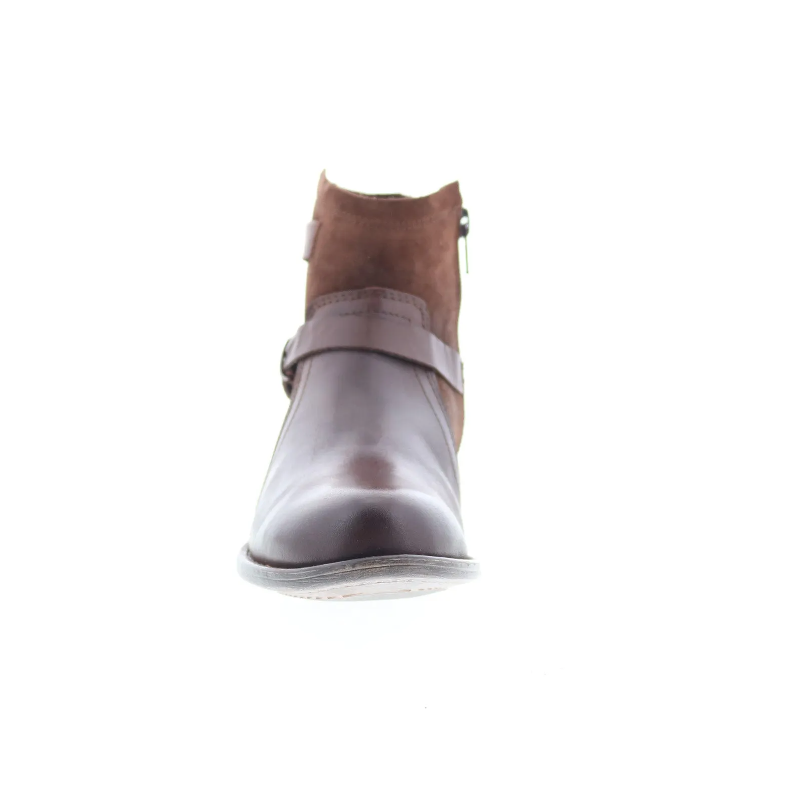 Adjustable buckle Miz Mooz Leanne Womens Brown Suede Zipper Ankle & Booties Boots