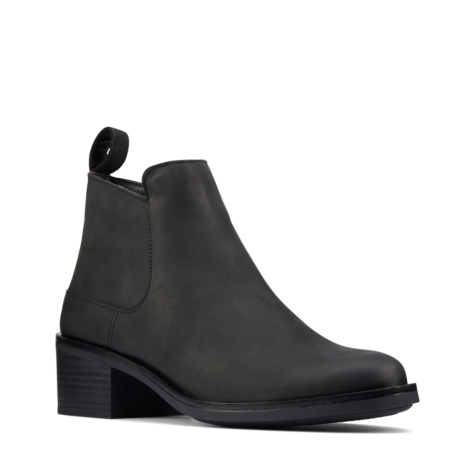 Surfer Clarks Memi Zip 26161654 Womens Black Leather Zipper Ankle & Booties Boots