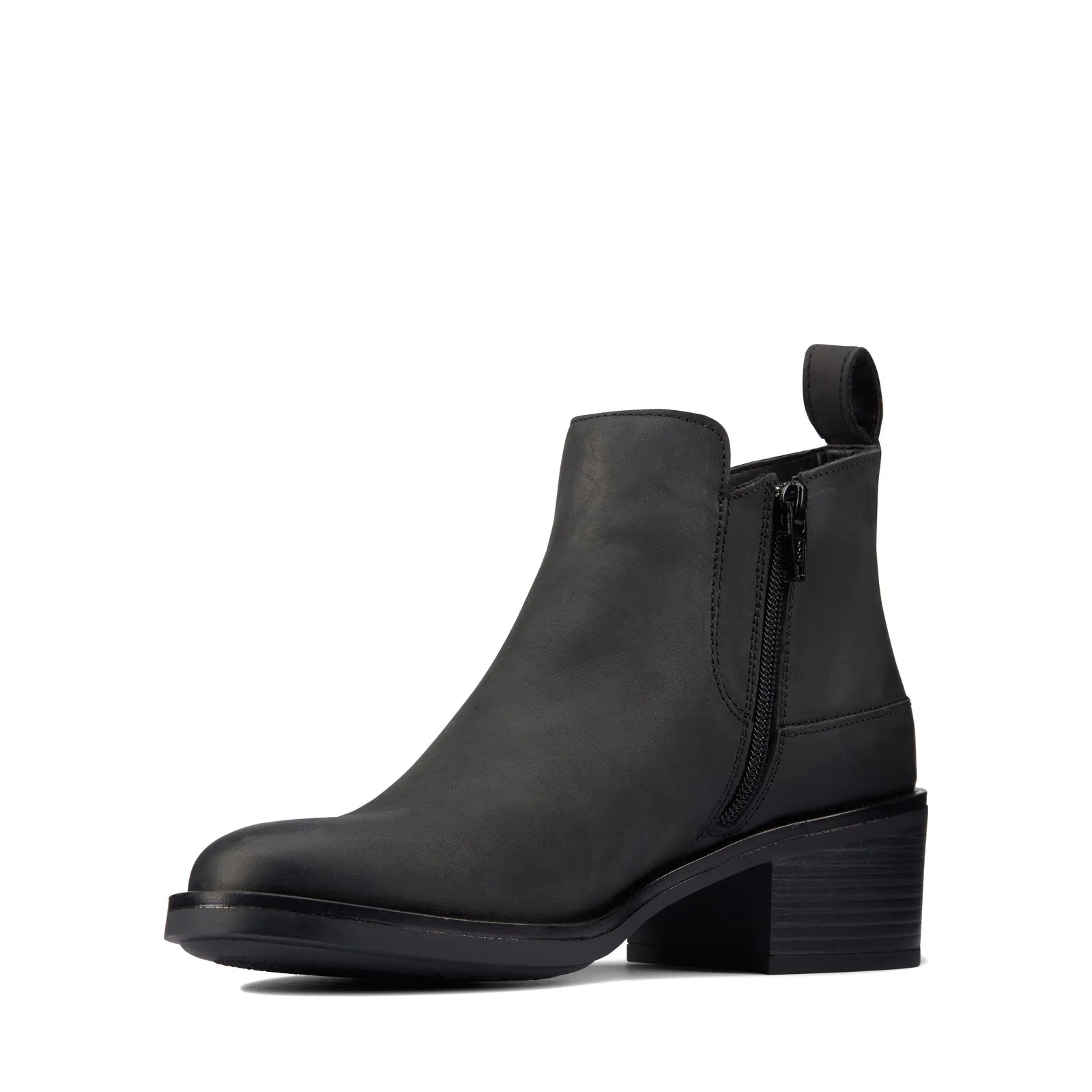Clarks Memi Zip 26161654 Womens Black Leather Zipper Ankle & Booties Boots Flexible Movement