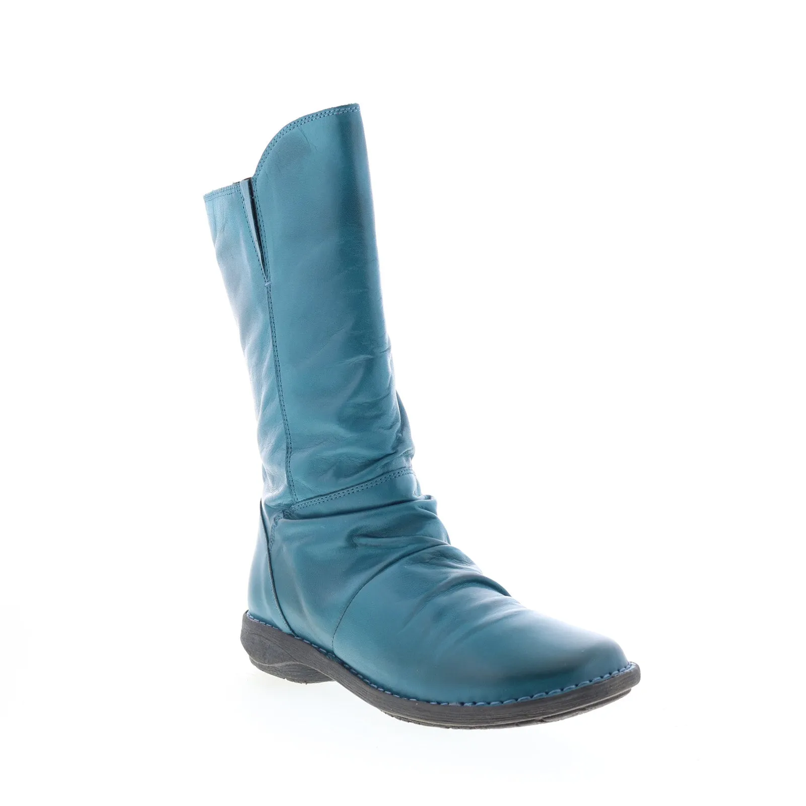 Miz Mooz Pass Womens Blue Leather Zipper Casual Dress Boots Neutral Style