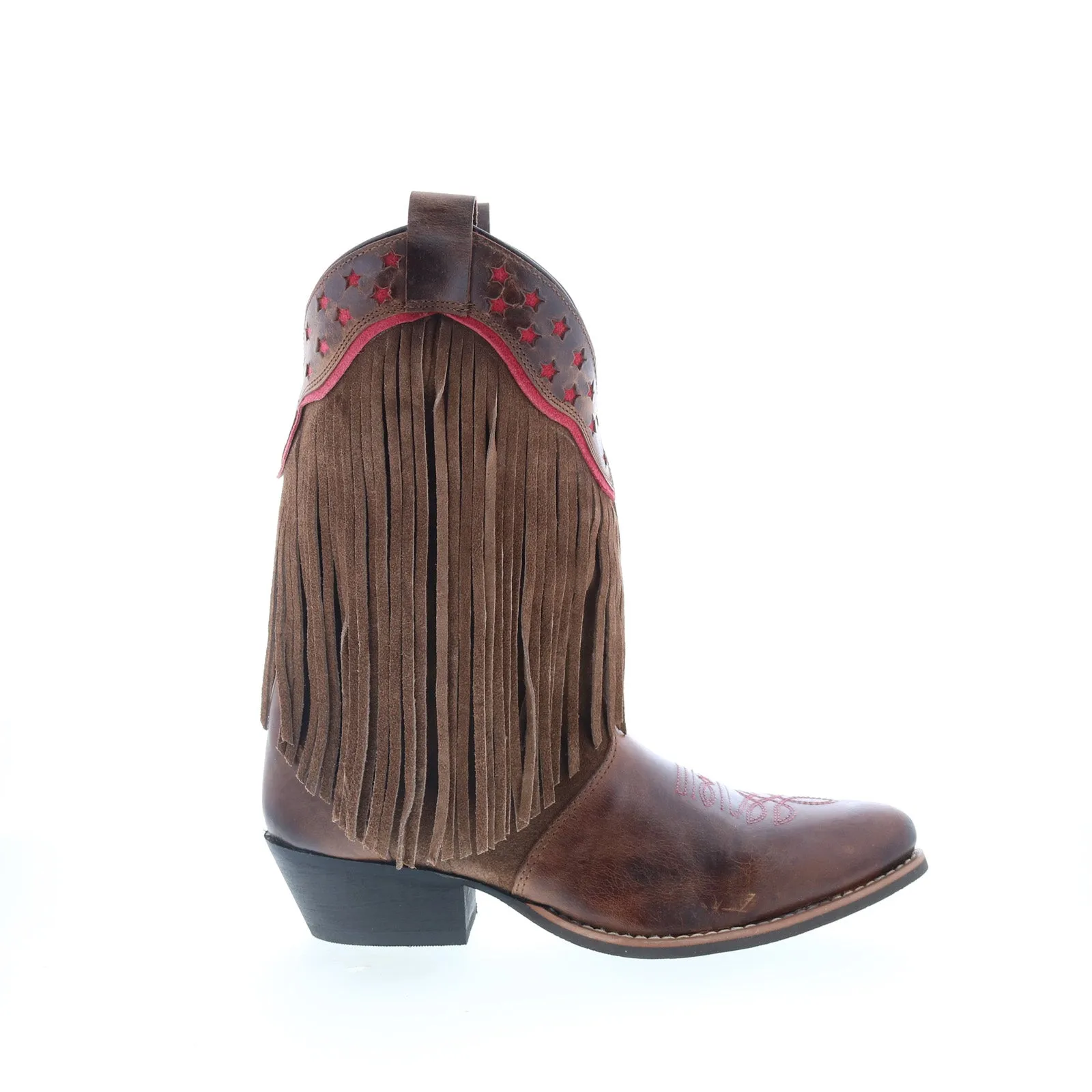 Cushioned Footbed Smoky Mountain Boots Helena Round Toe Fringe 6568 Womens Brown Western Boots