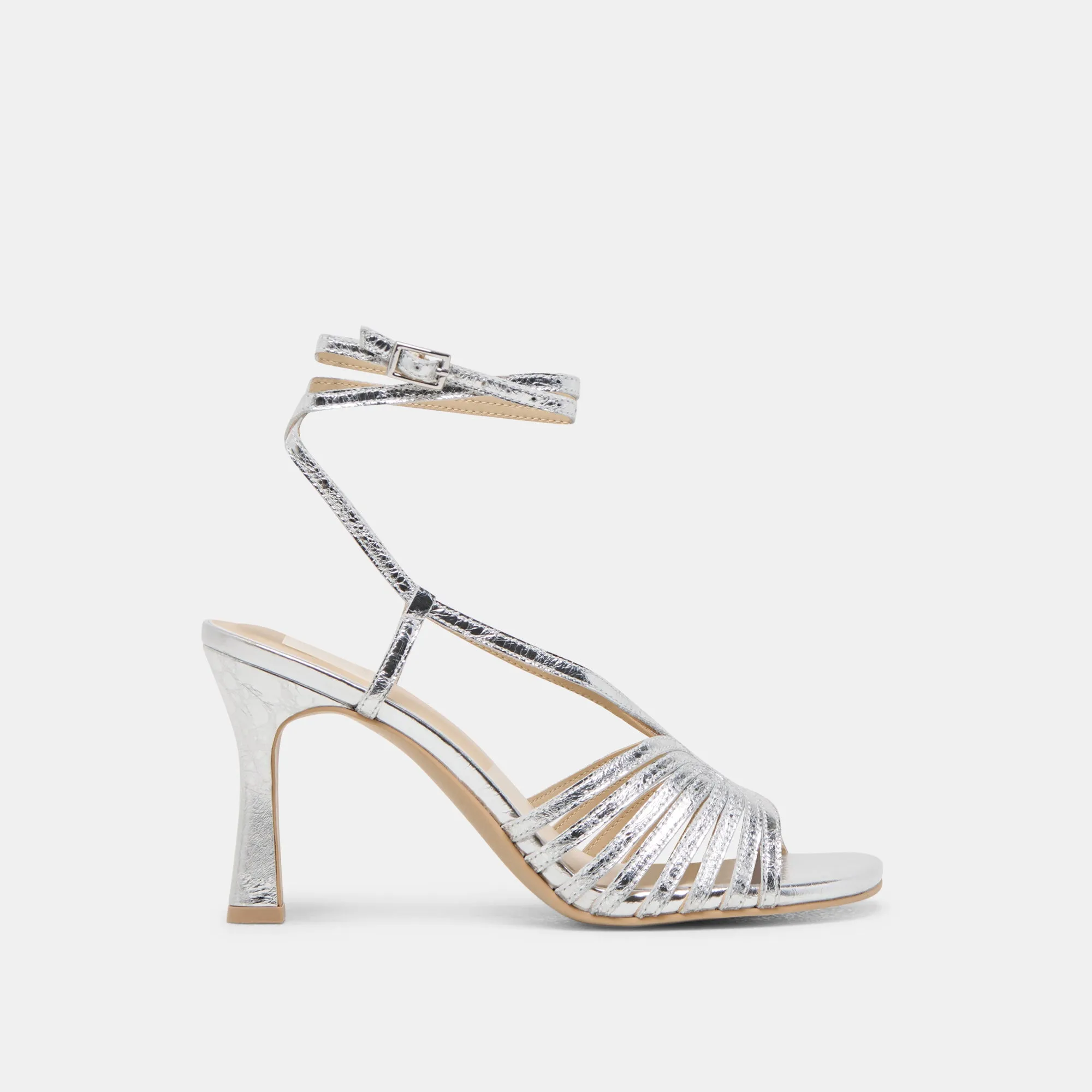 Glittery Pumps NIVANA HEELS SILVER DISTRESSED LEATHER